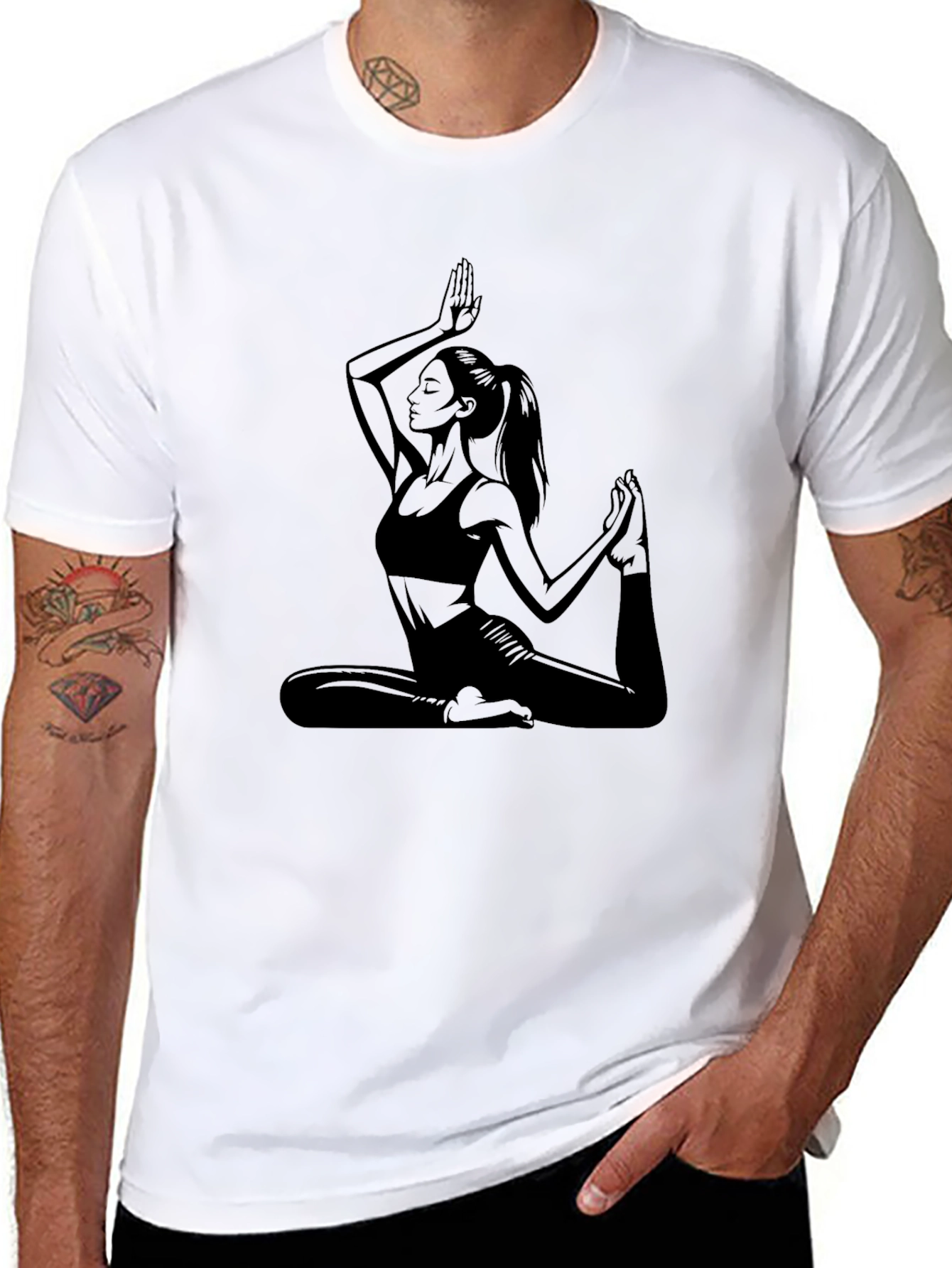 Yoga Pose Graphic Black T-Shirt