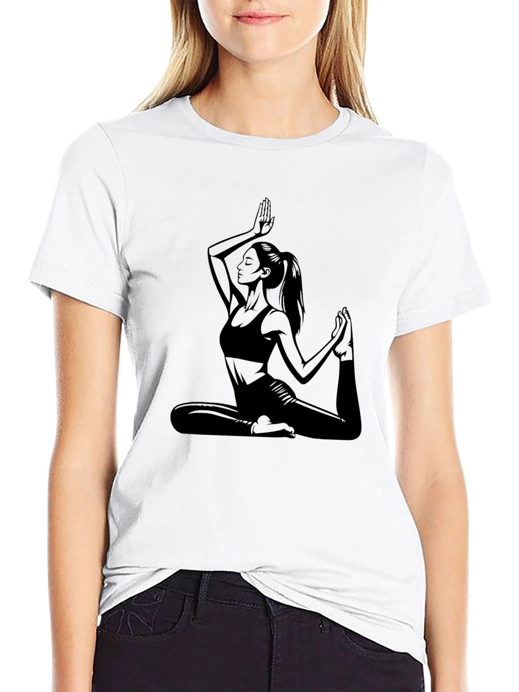 Yoga Pose Graphic Black T-Shirt