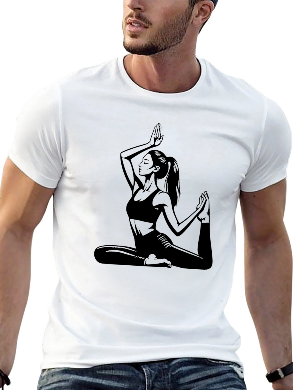 Yoga Pose Graphic Black T-Shirt