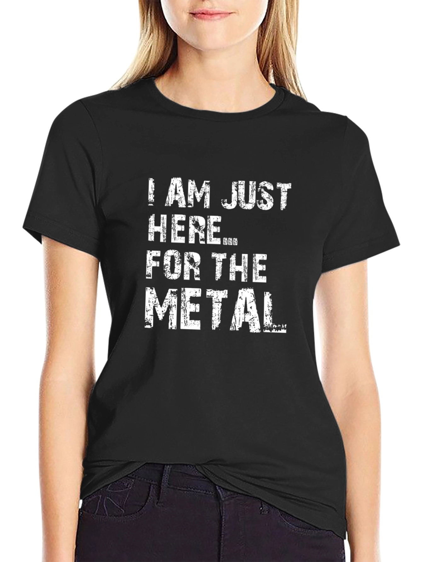 Metal Music Fan Black Tee - Im Just Here For The Metal