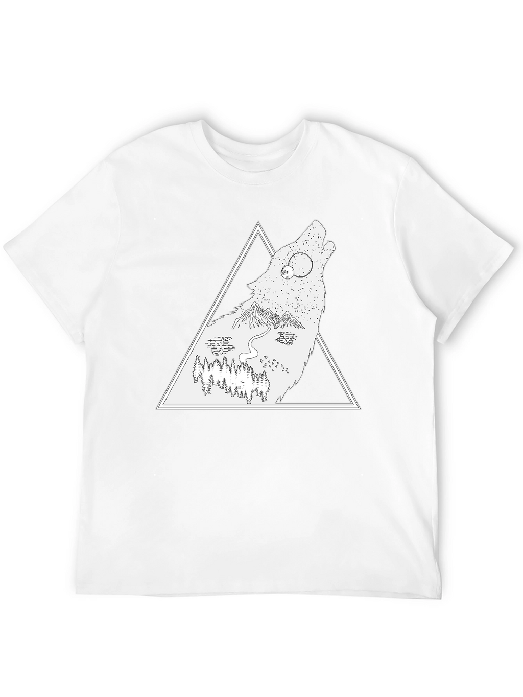 Wolf Nature Scene Graphic Tee - Black
