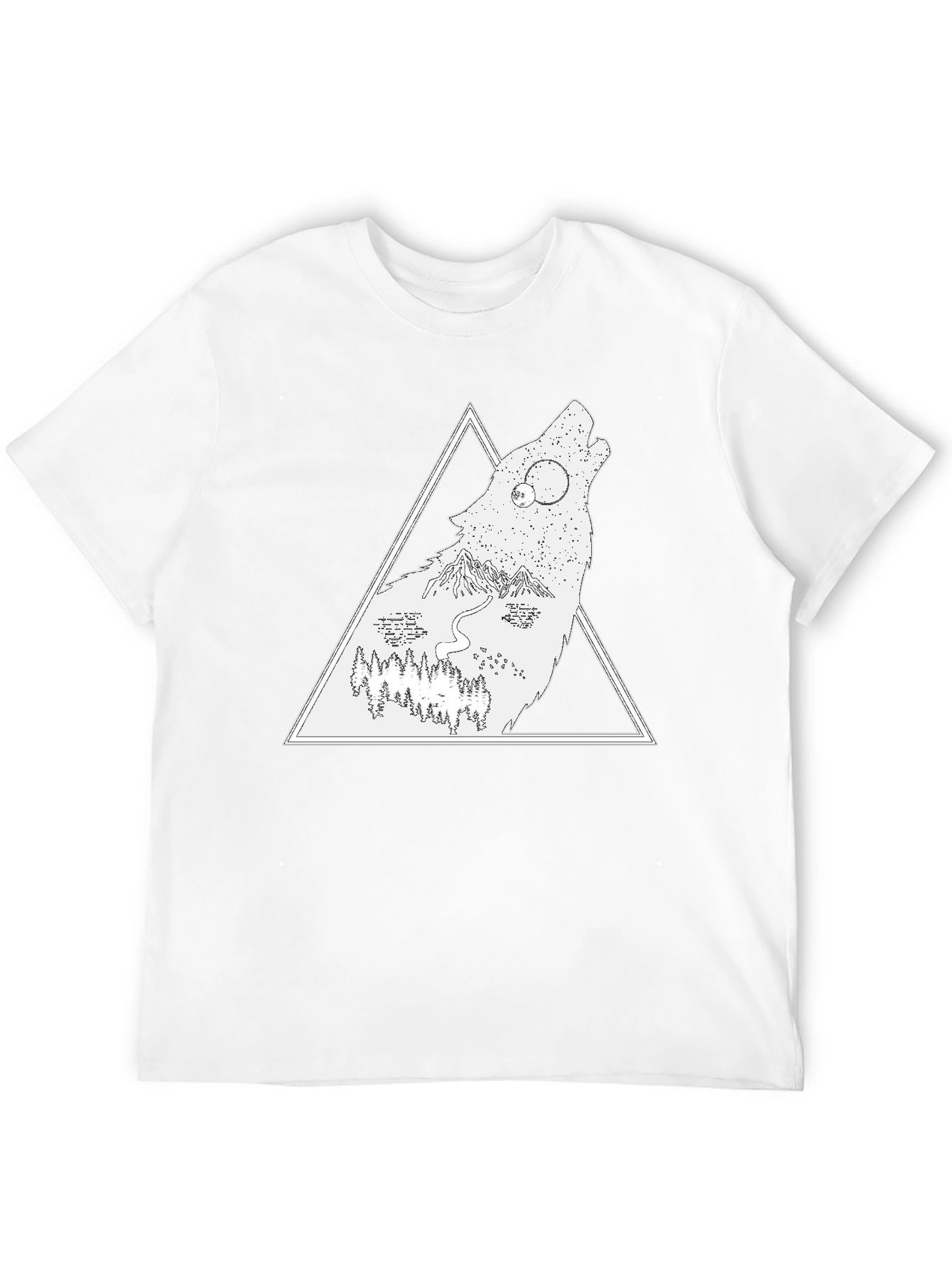 Wolf Nature Scene Graphic Tee - Black