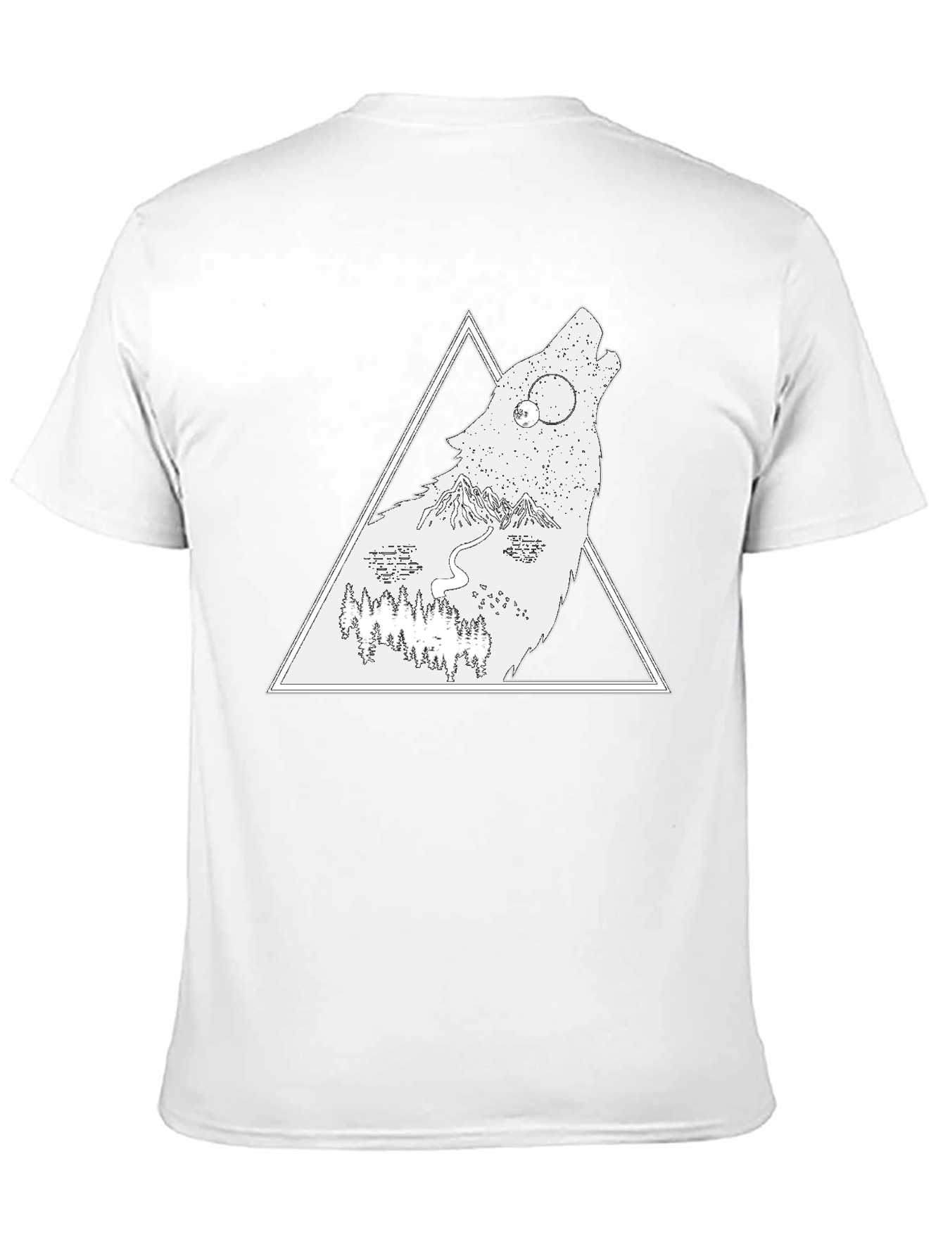 Wolf Nature Scene Graphic Tee - Black