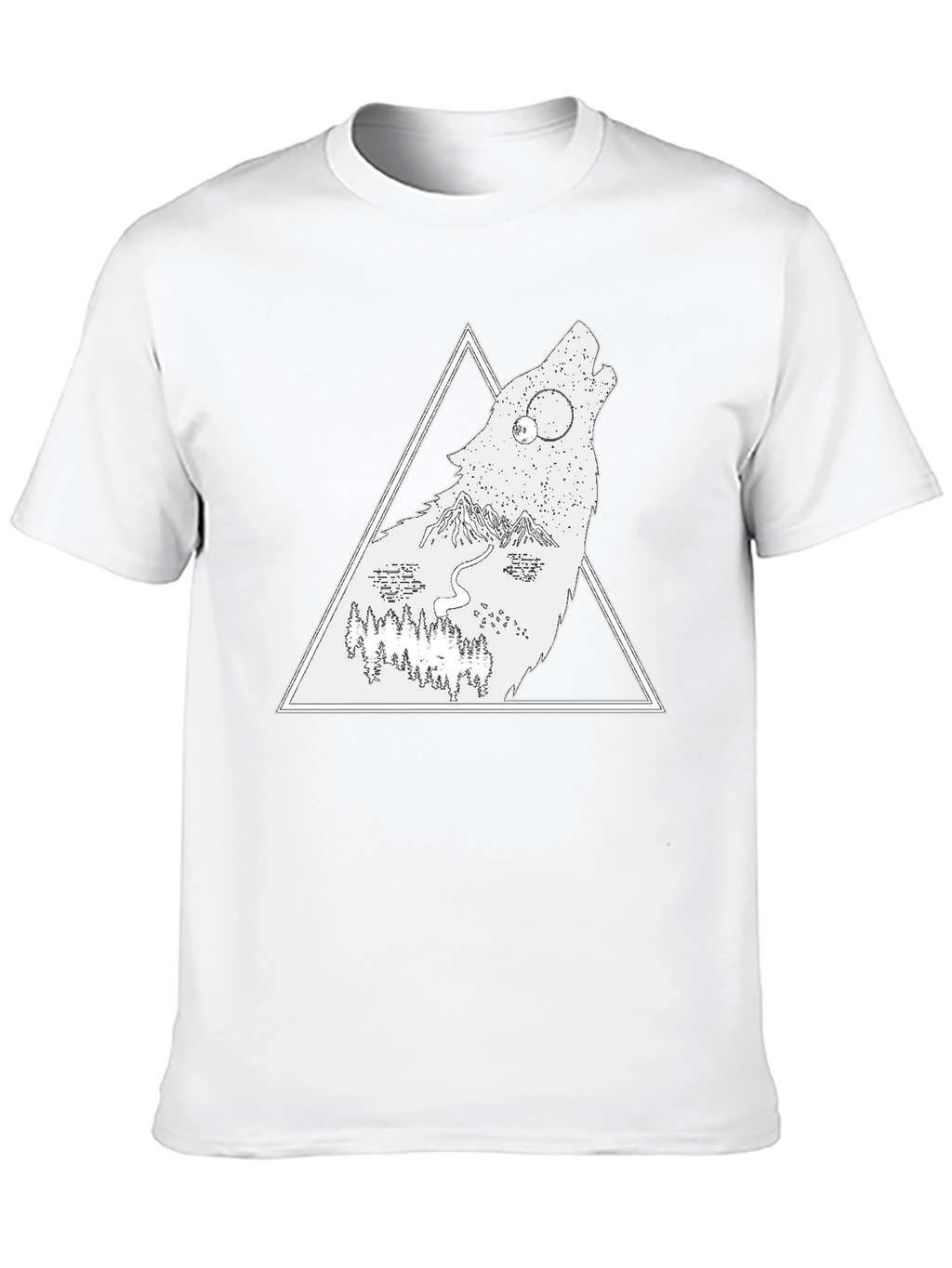 Wolf Nature Scene Graphic Tee - Black
