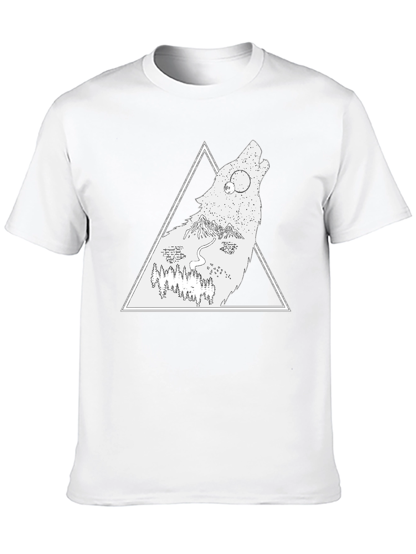 Wolf Nature Scene Graphic Tee - Black