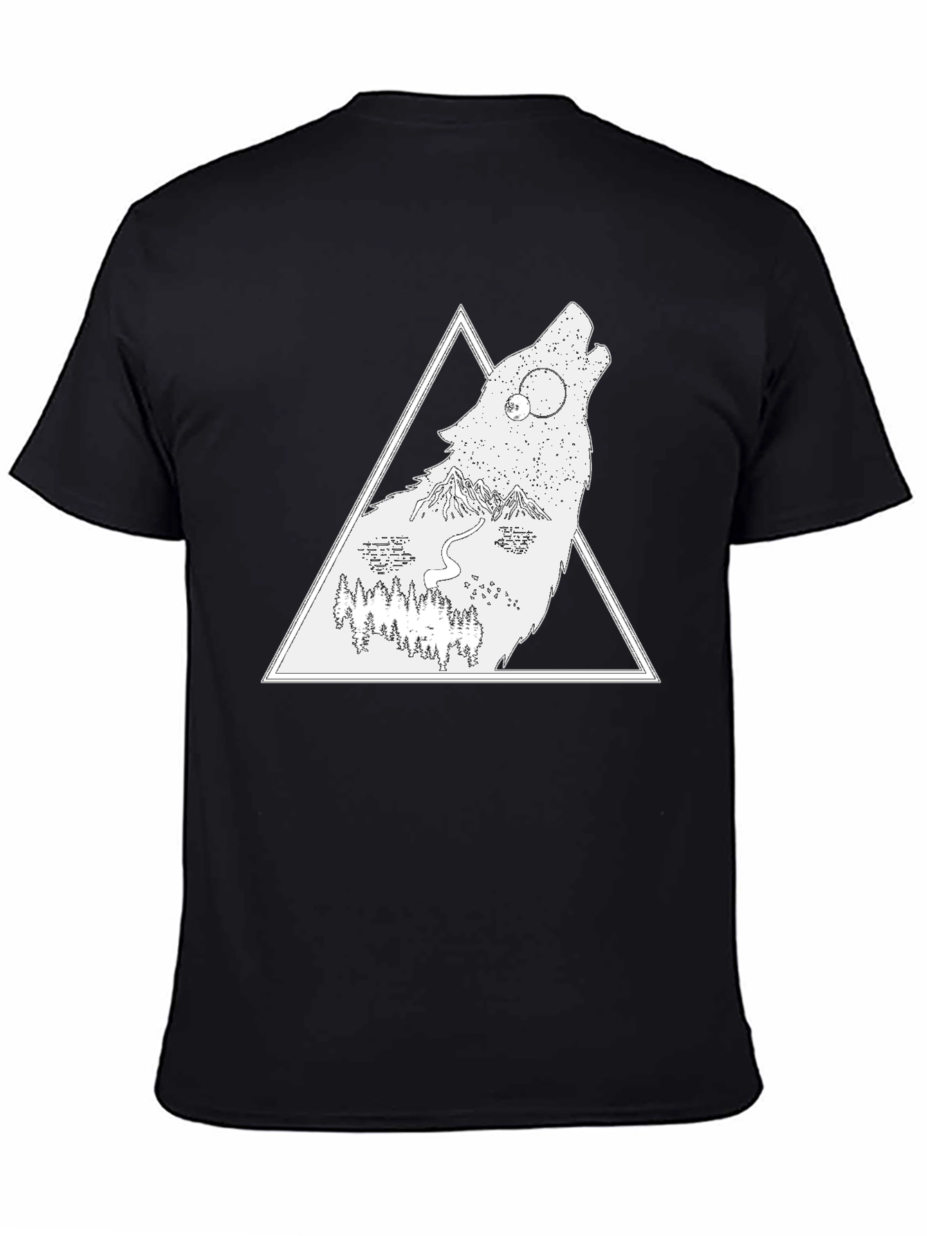 Wolf Nature Scene Graphic Tee - Black