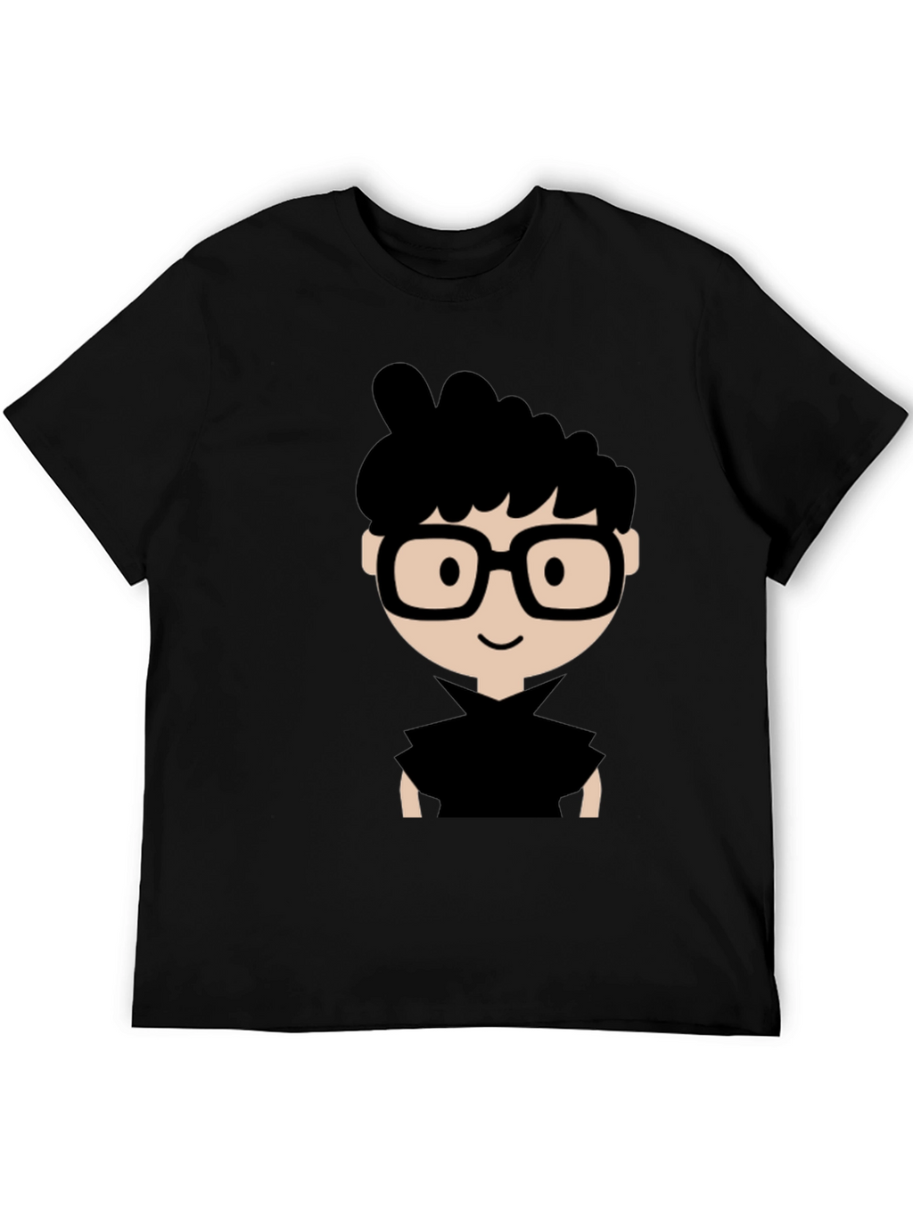 Nerdy Cartoon Graphic Black T-Shirt