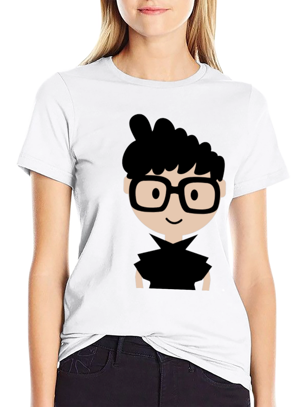 Nerdy Cartoon Graphic Black T-Shirt