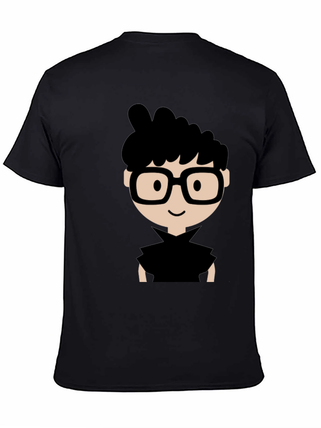 Nerdy Cartoon Graphic Black T-Shirt