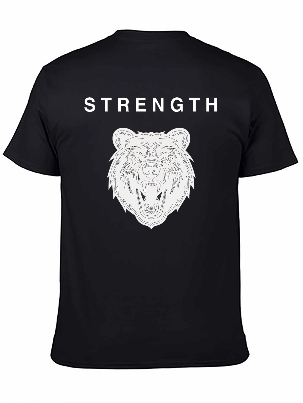 Strength Bear Graphic Tee - Black Cotton T-Shirt