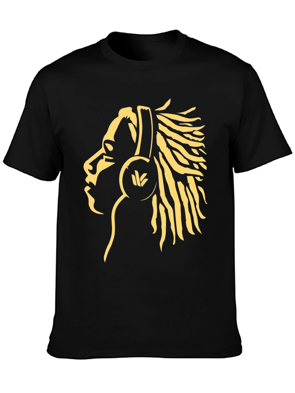 Rasta Man Headphones Graphic Tee - Black
