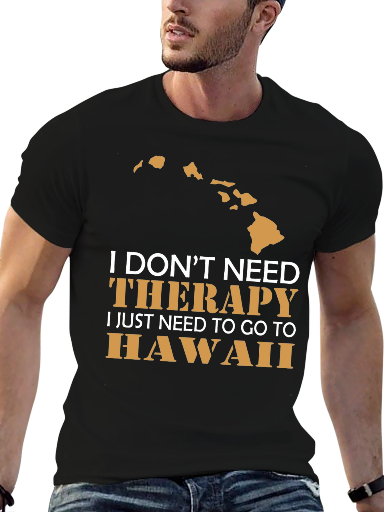 Hawaii Therapy T-Shirt Mens Black Graphic Tee