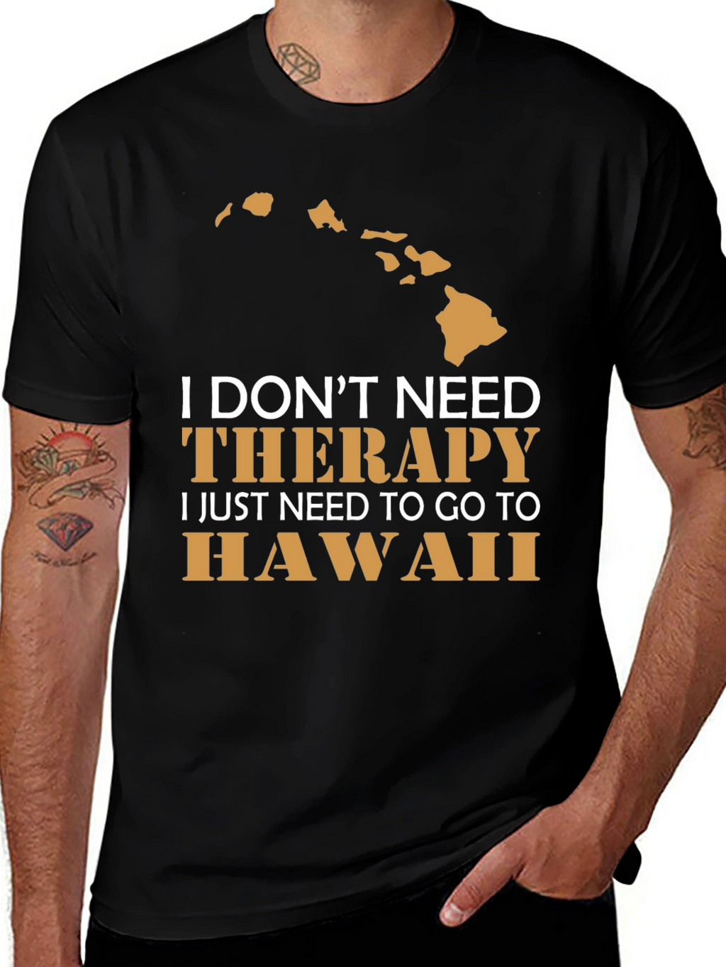 Hawaii Therapy T-Shirt Mens Black Graphic Tee