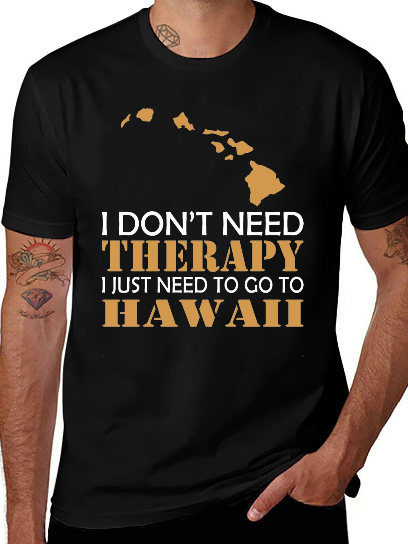 Hawaii Therapy T-Shirt Mens Black Graphic Tee