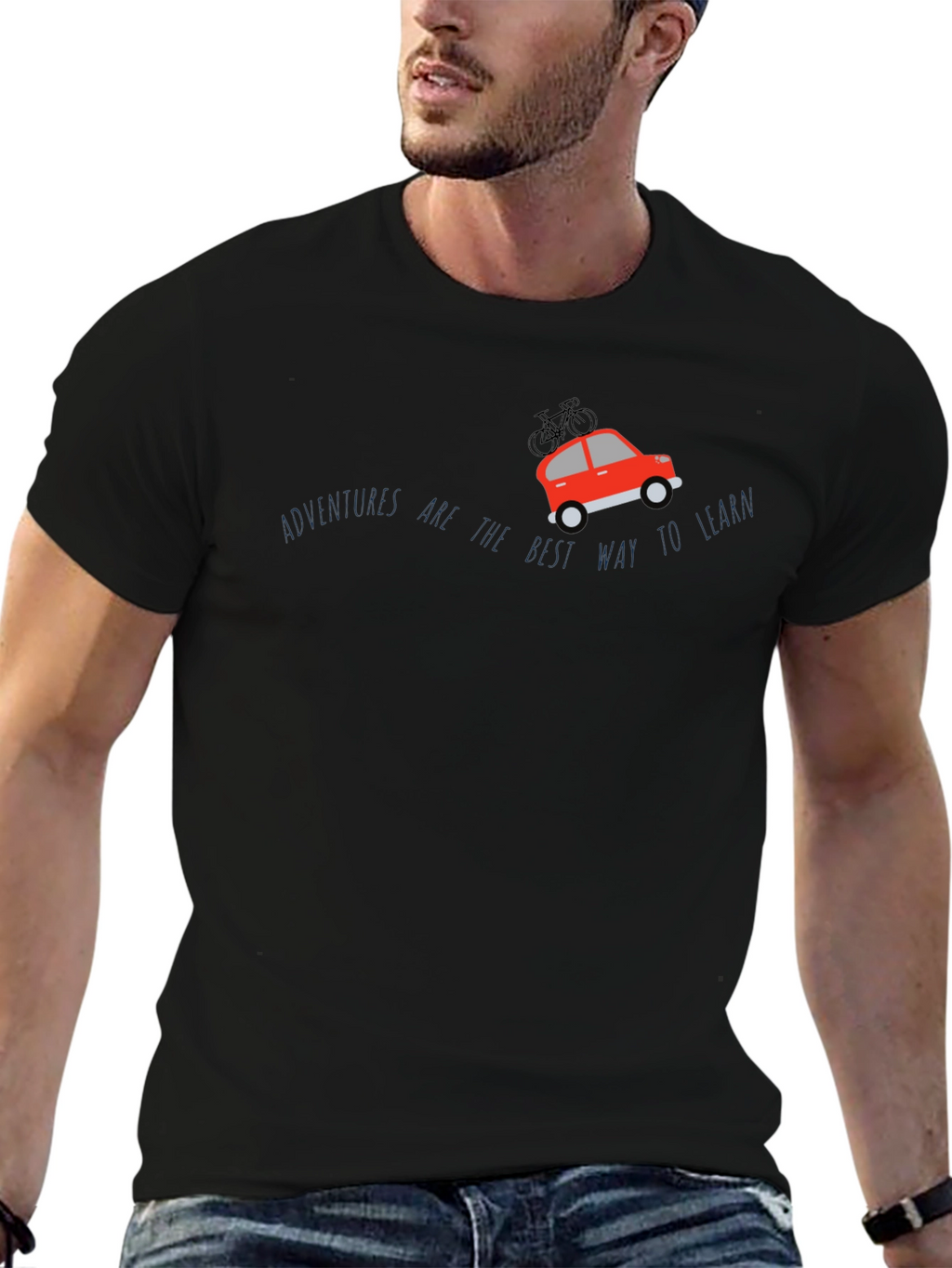 Adventure Awaits Graphic Tee - Stylish Black T-Shirt