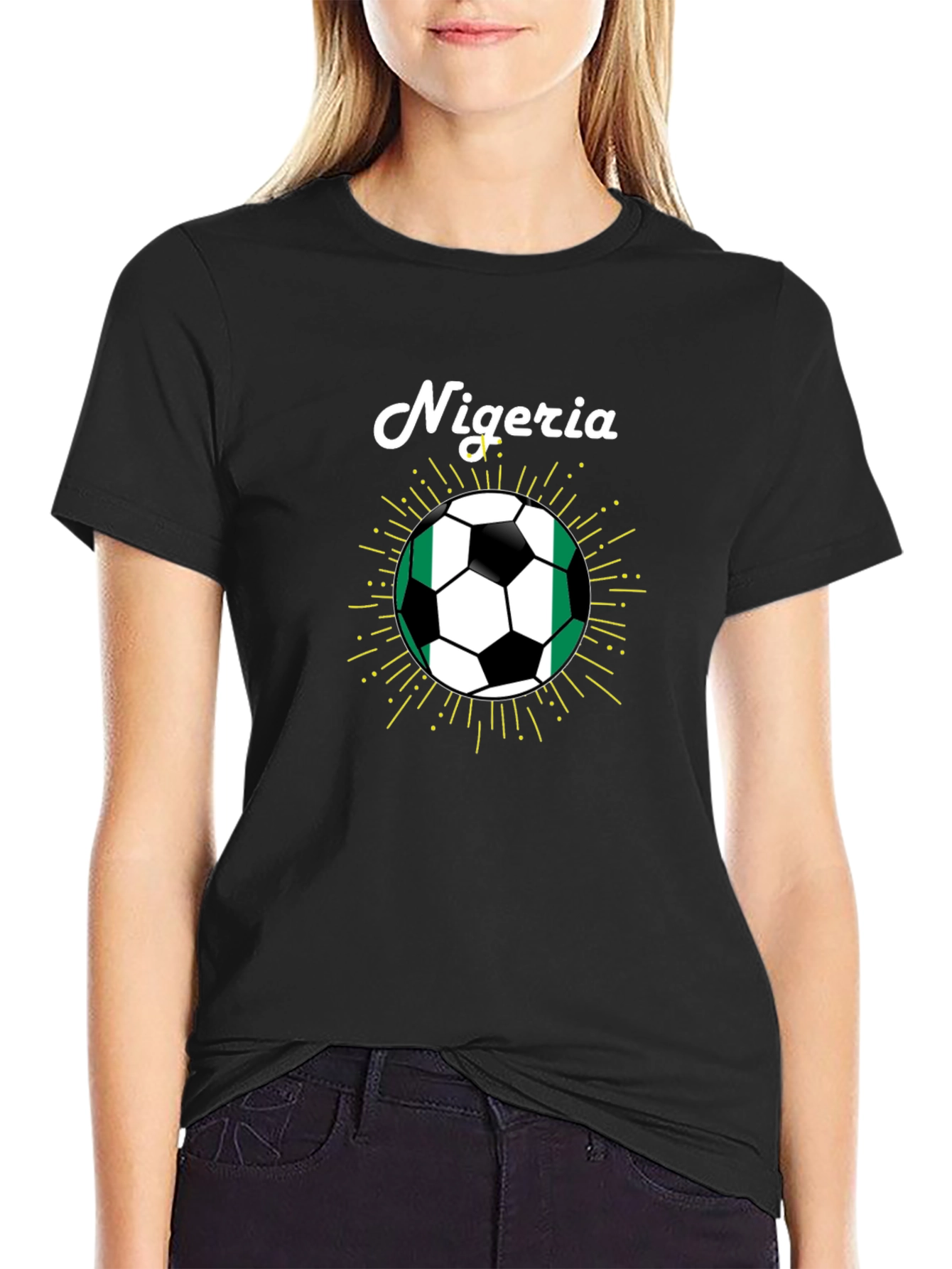 Nigeria Soccer Ball T-Shirt - Black