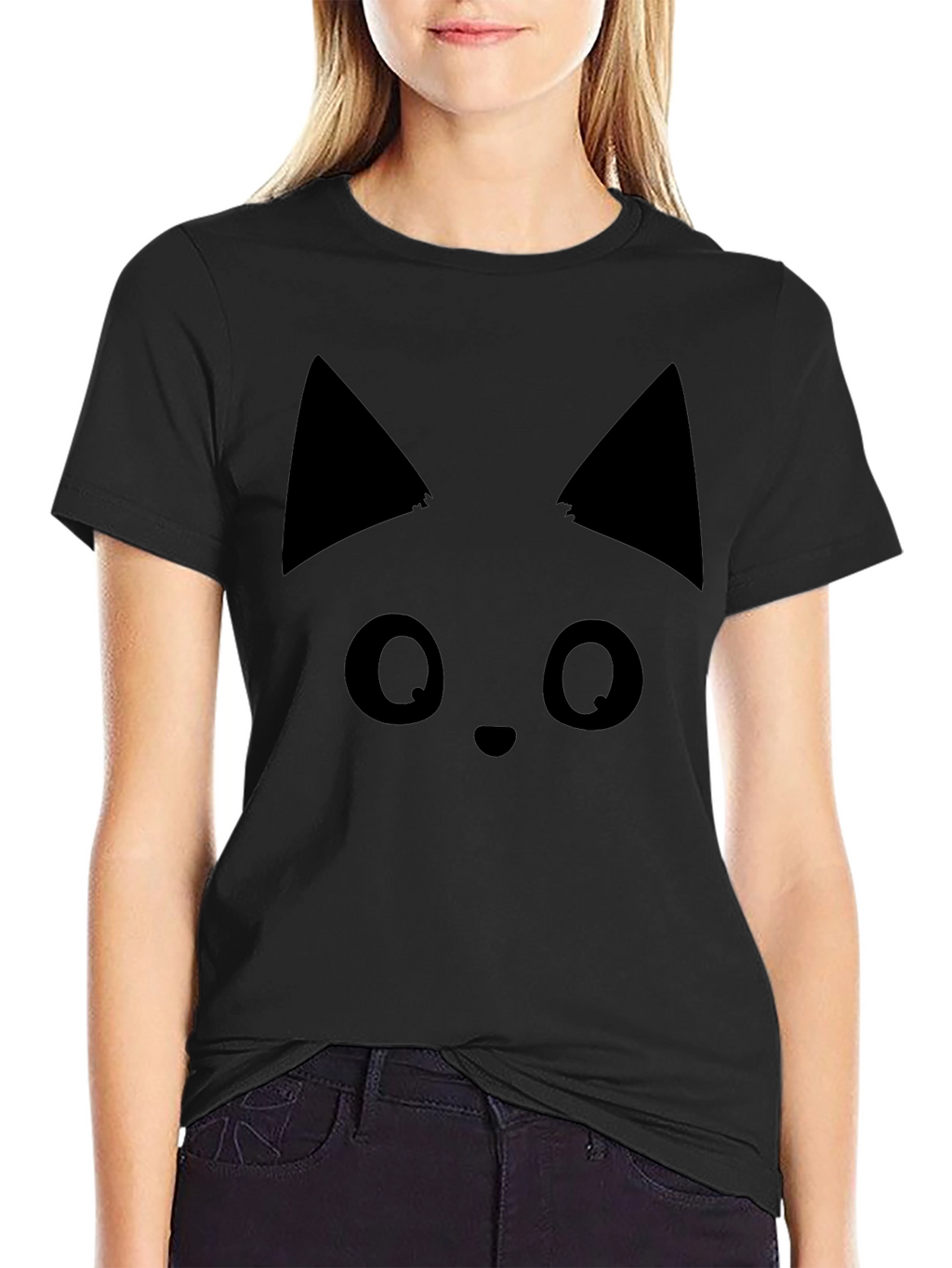 Black Cat Face T-Shirt - Soft Cotton Tee