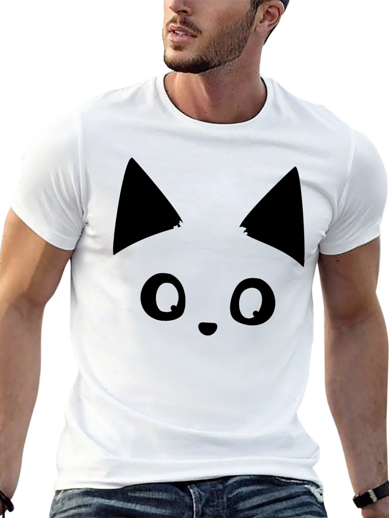 Black Cat Face T-Shirt - Soft Cotton Tee