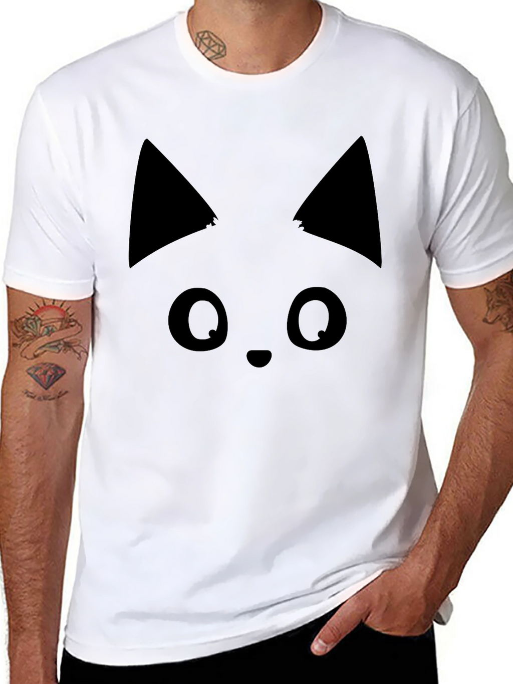 Black Cat Face T-Shirt - Soft Cotton Tee
