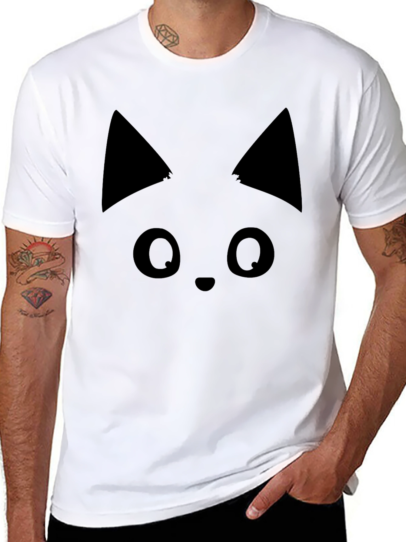 Black Cat Face T-Shirt - Soft Cotton Tee