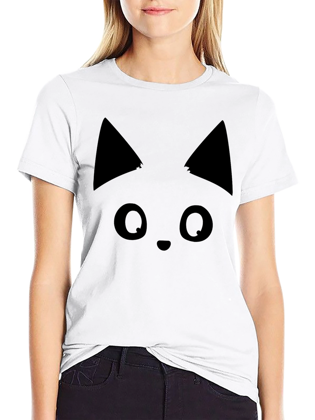 Black Cat Face T-Shirt - Soft Cotton Tee