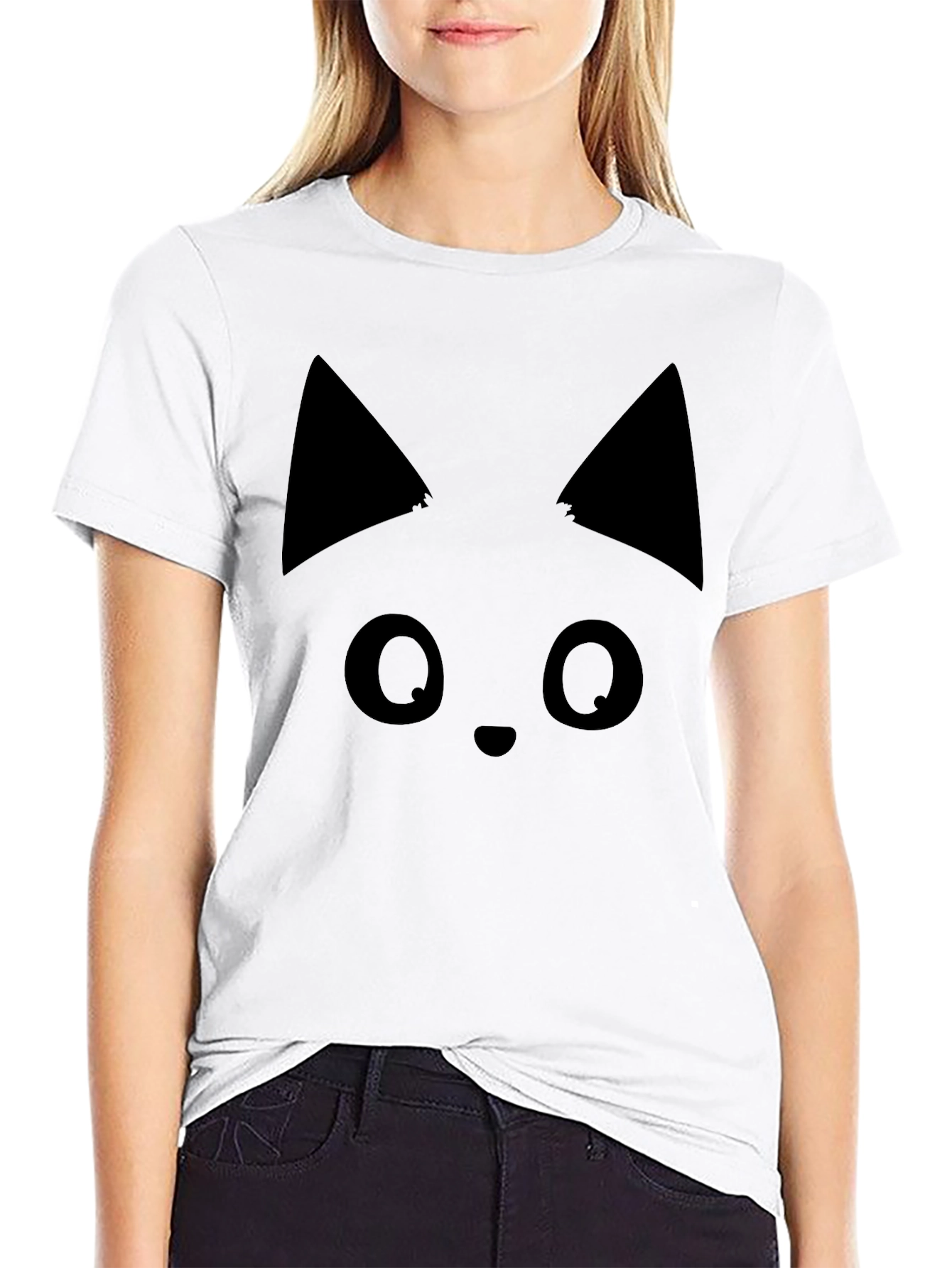 Black Cat Face T-Shirt - Soft Cotton Tee