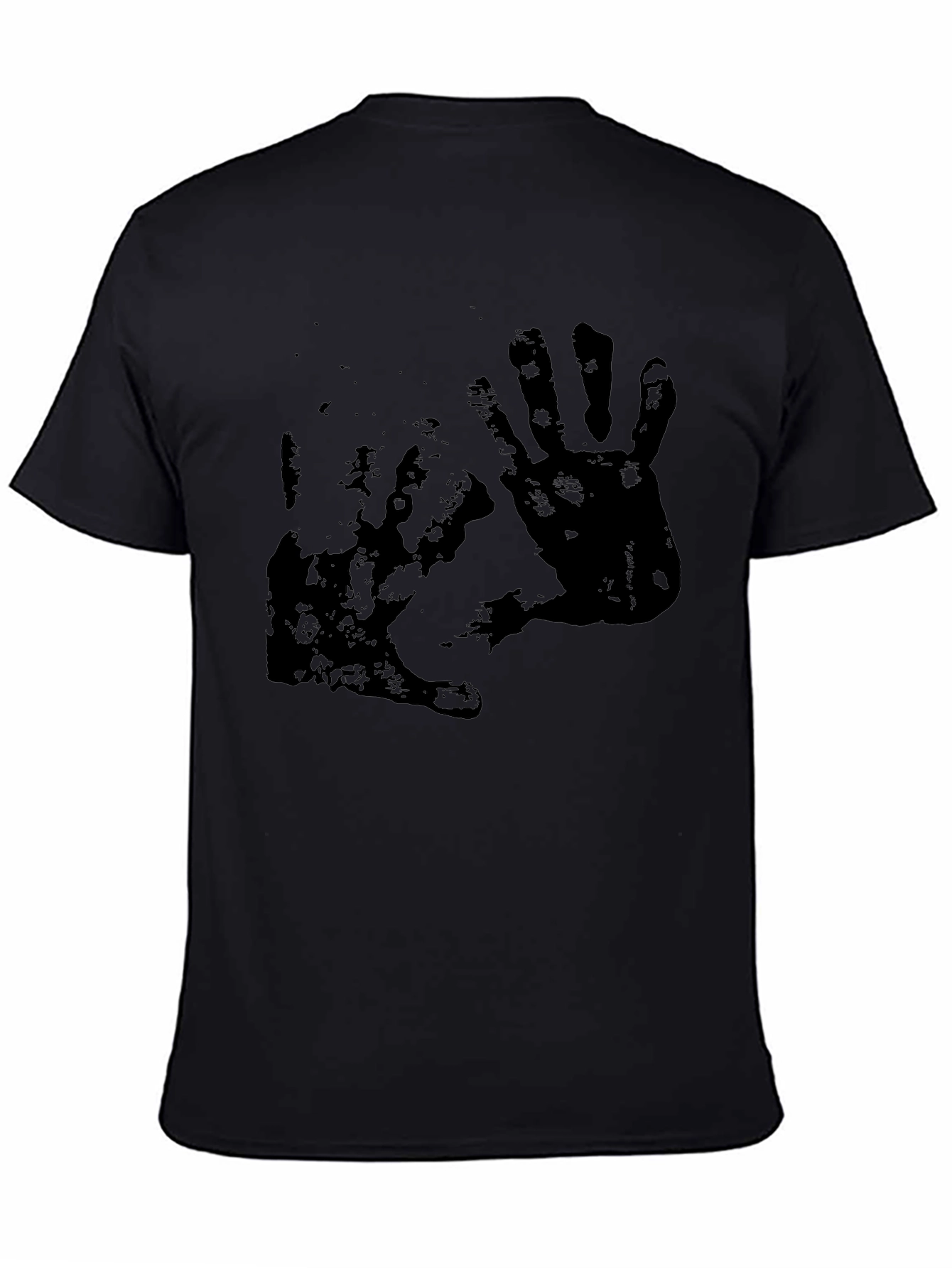 Distressed Handprint Graphic Black Tee