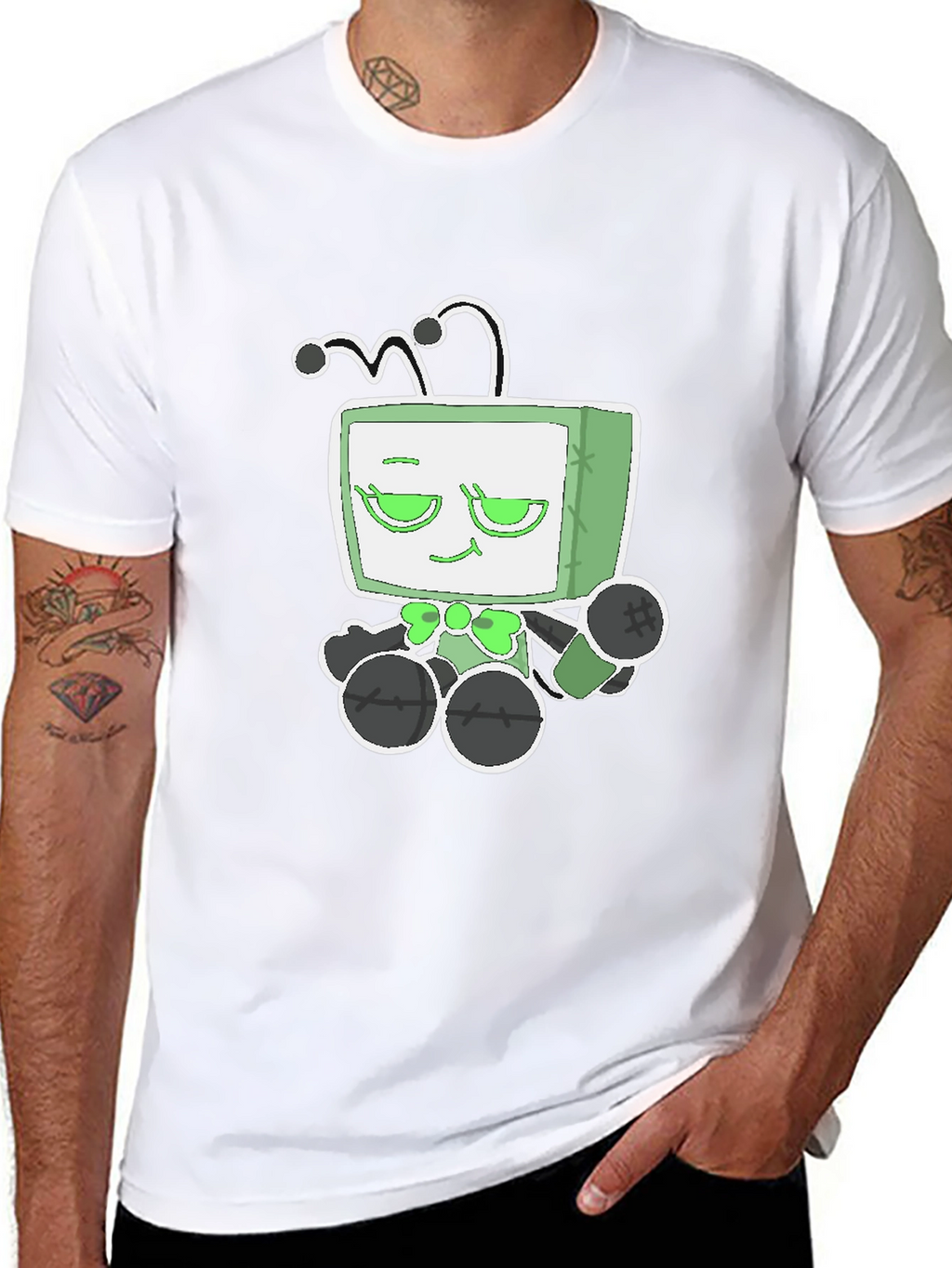 Funky Alien TV Head Graphic Tee - Black