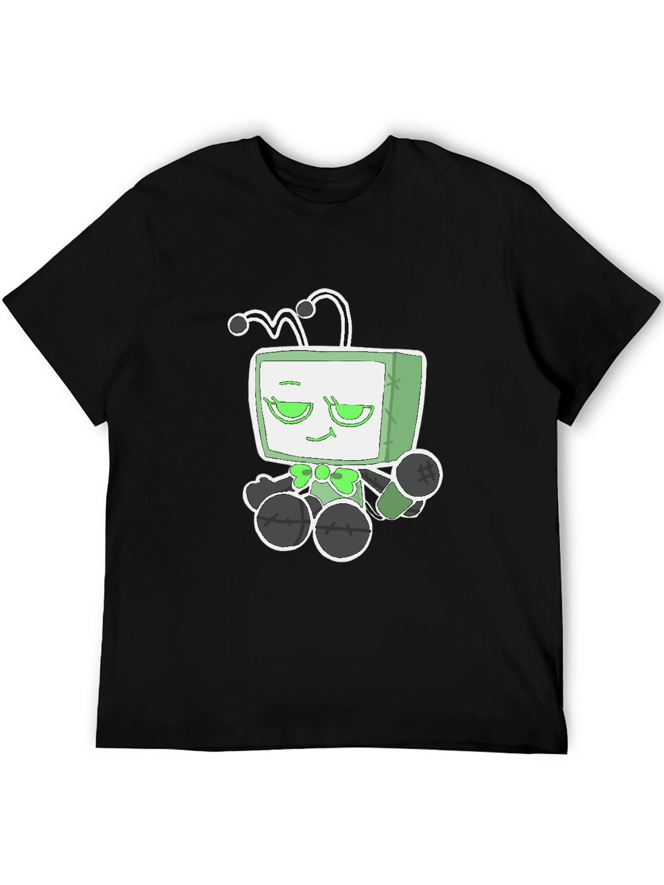 Funky Alien TV Head Graphic Tee - Black
