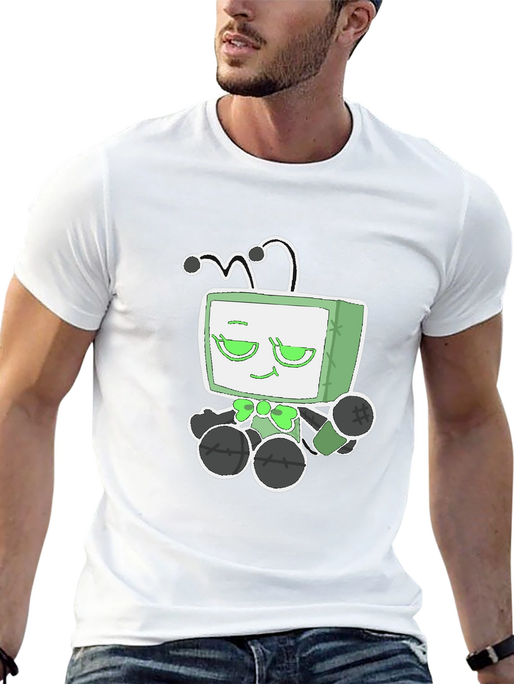 Funky Alien TV Head Graphic Tee - Black