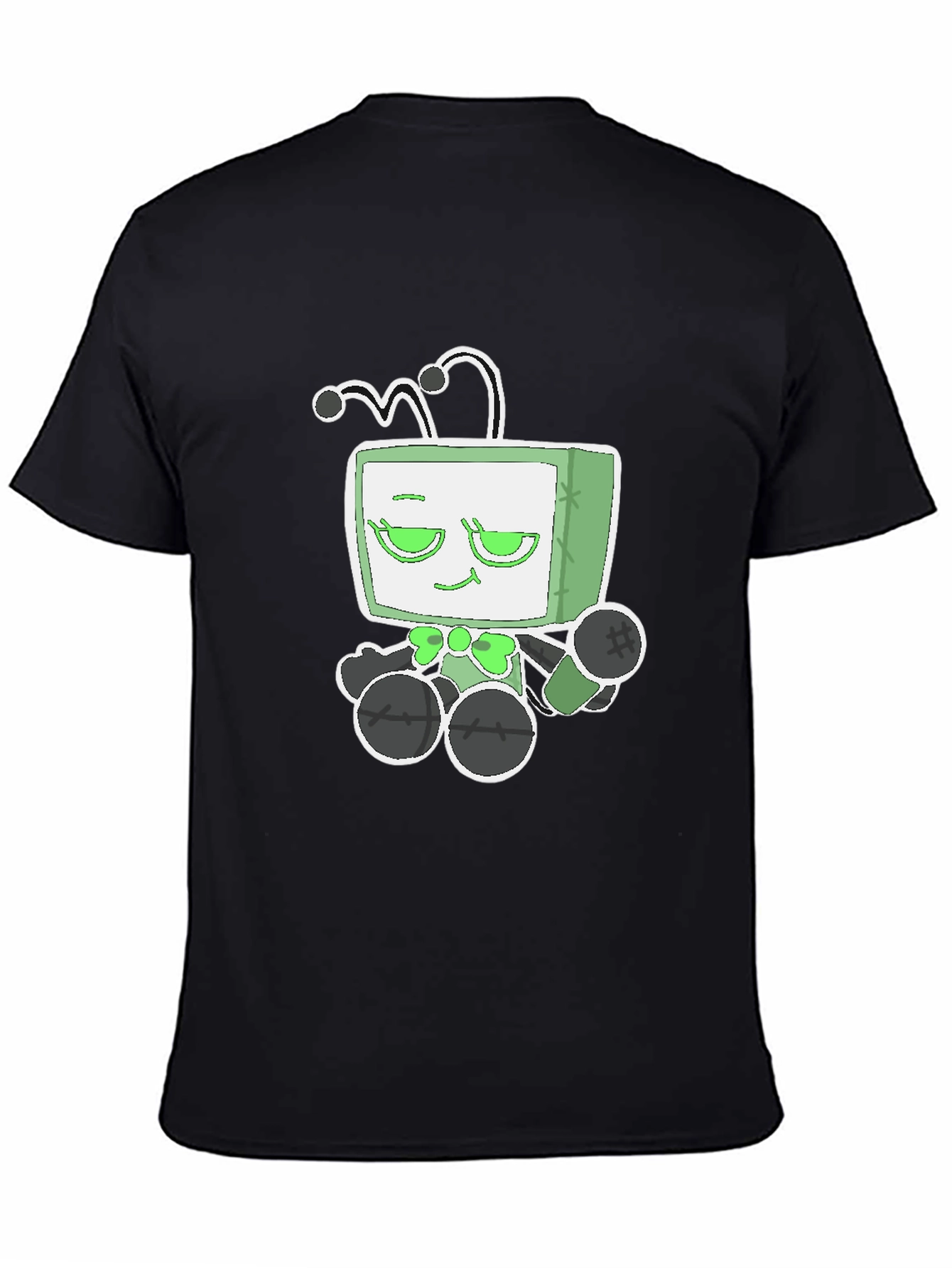 Funky Alien TV Head Graphic Tee - Black