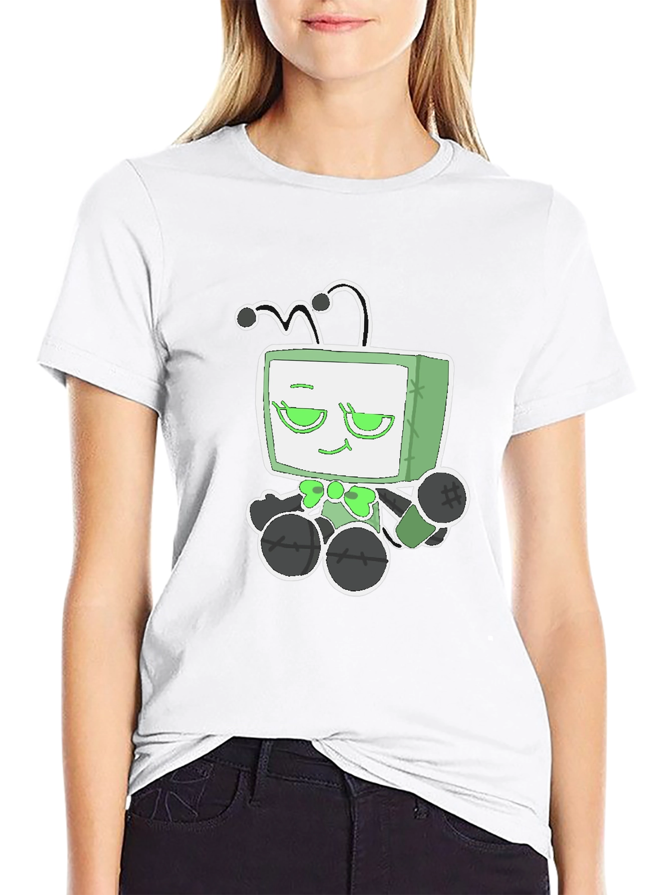 Funky Alien TV Head Graphic Tee - Black