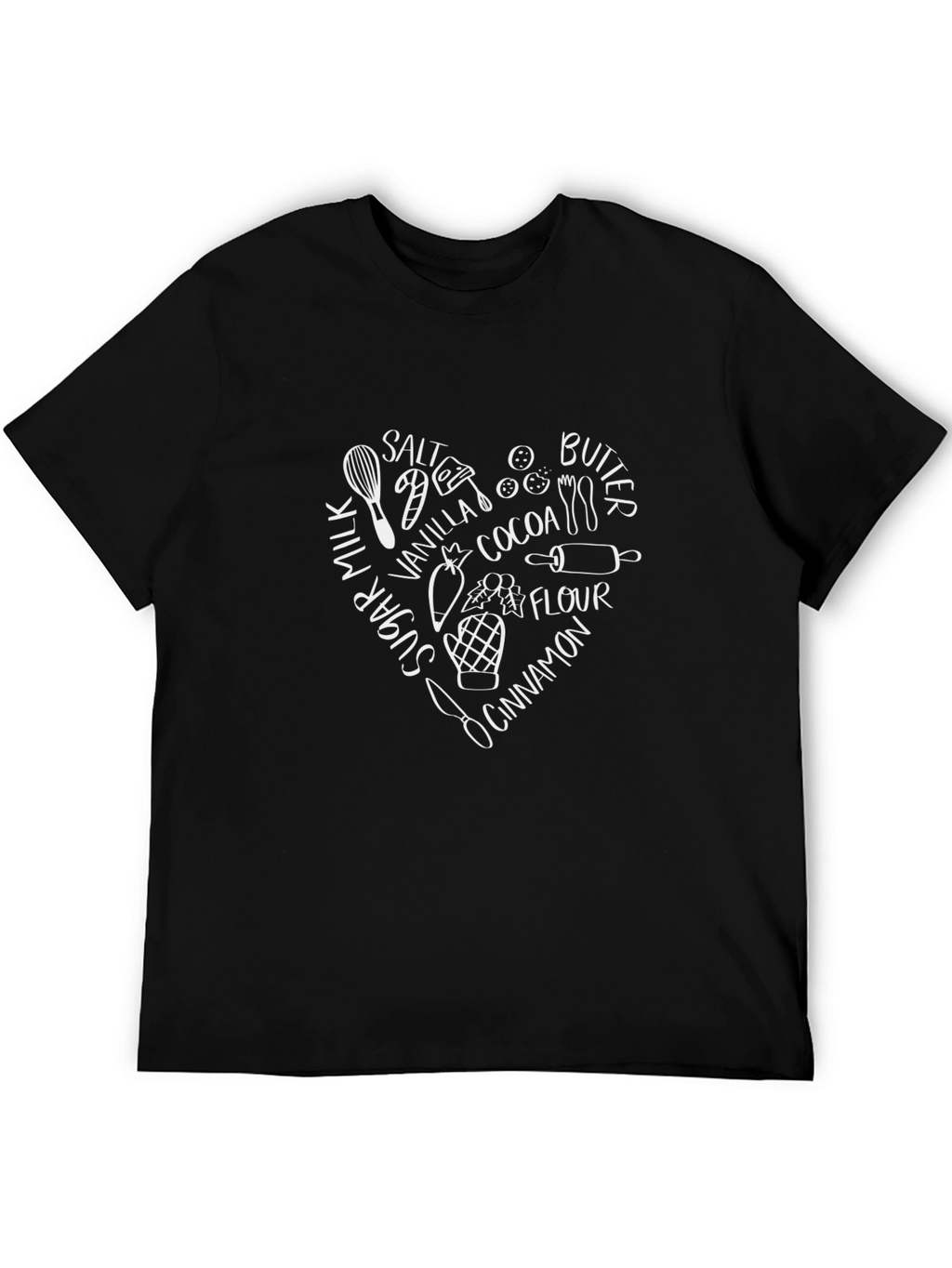 Baking Ingredients Heart T-Shirt - Black