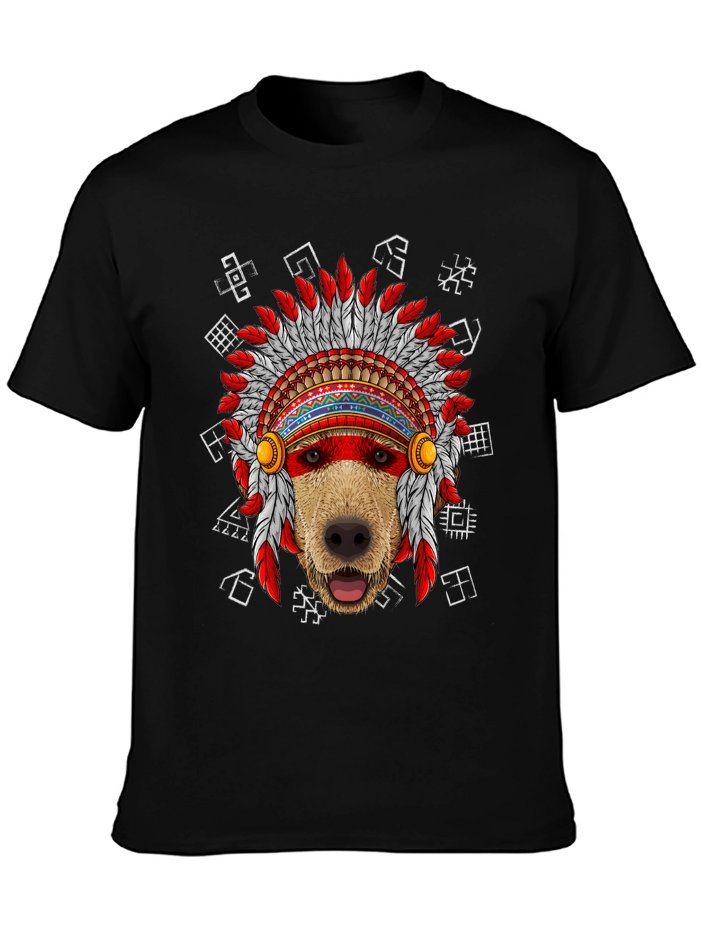 Dog Headdress Graphic Tee - Native American Indian Style