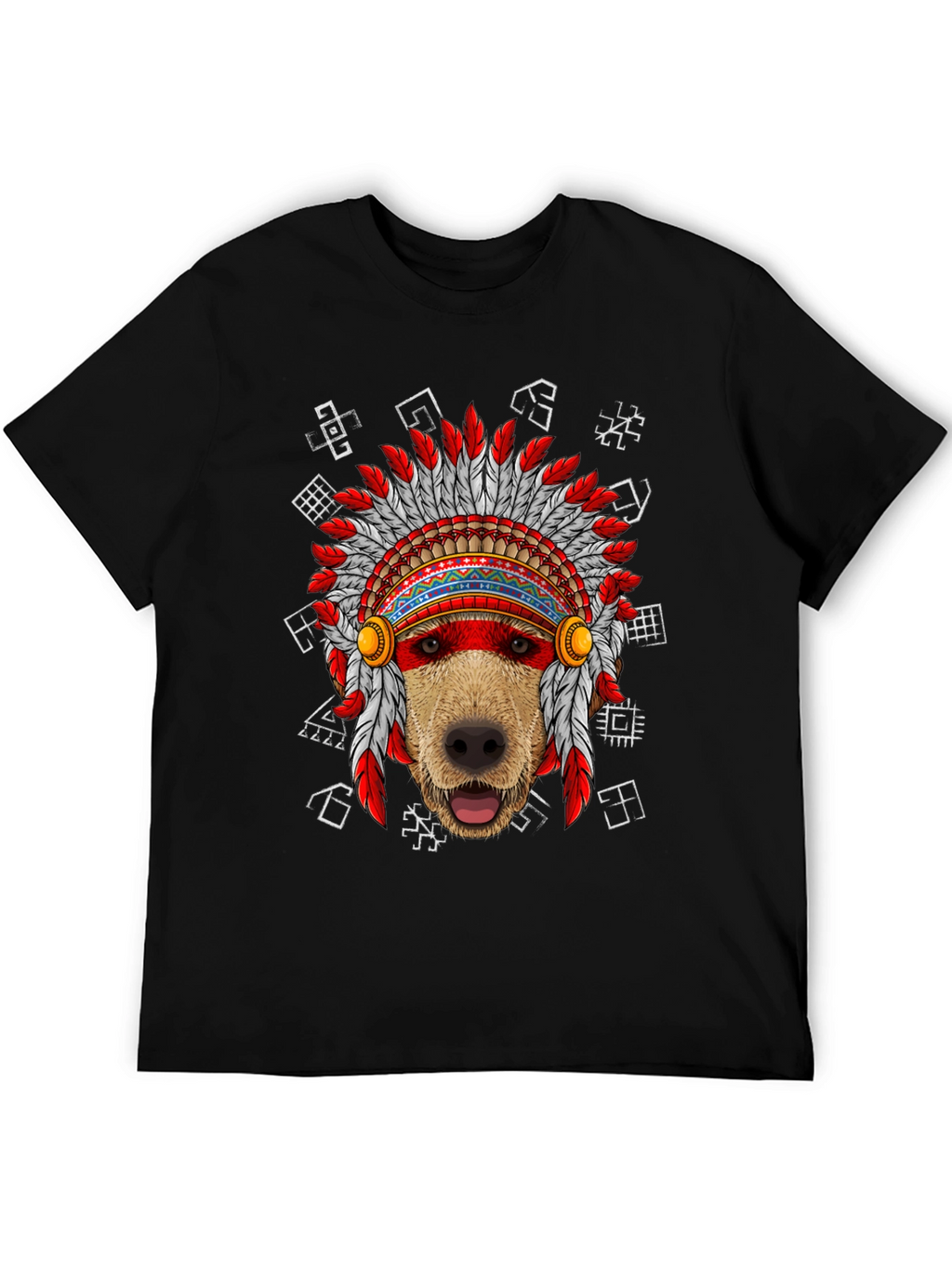 Dog Headdress Graphic Tee - Native American Indian Style
