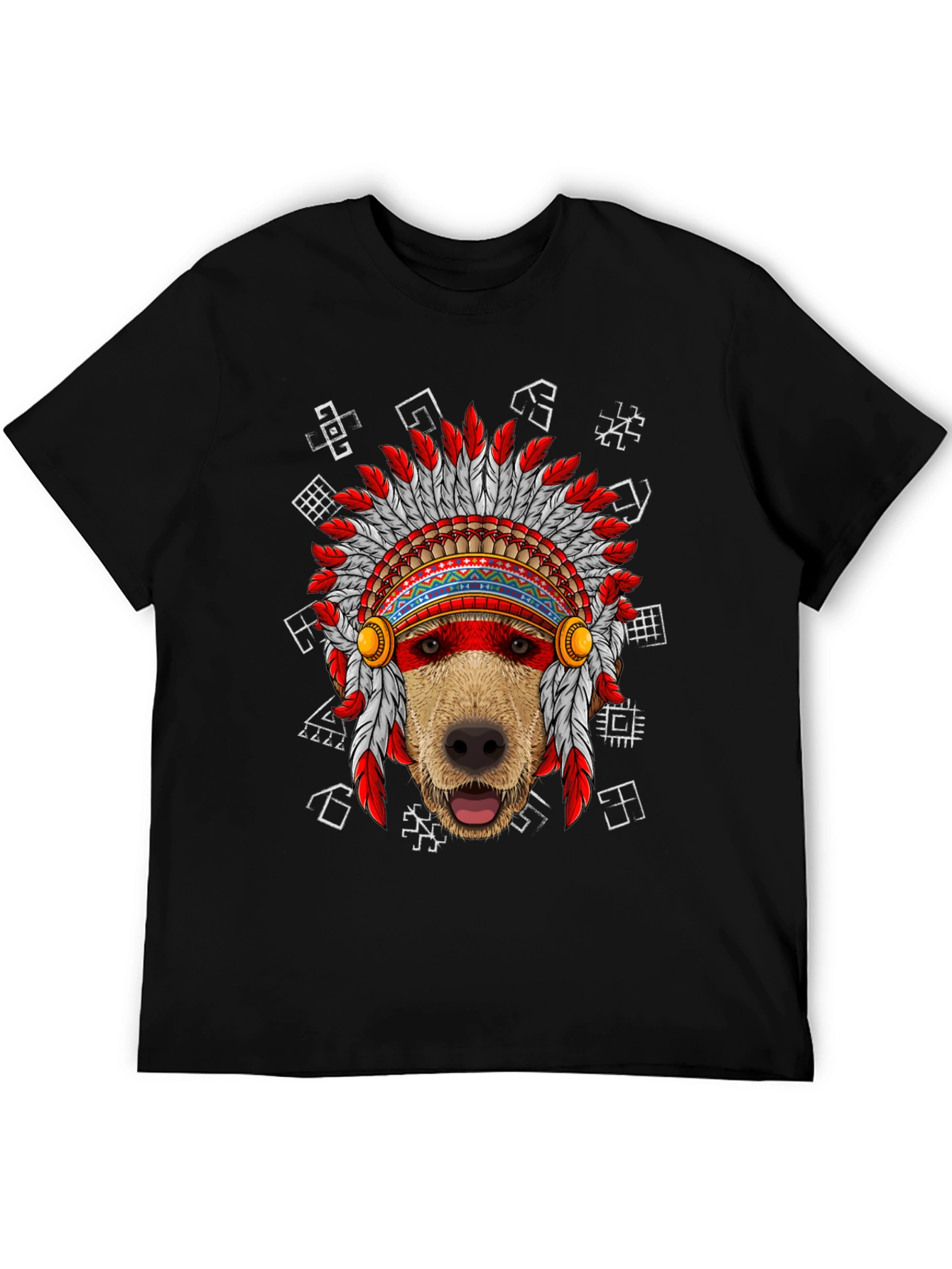 Dog Headdress Graphic Tee - Native American Indian Style