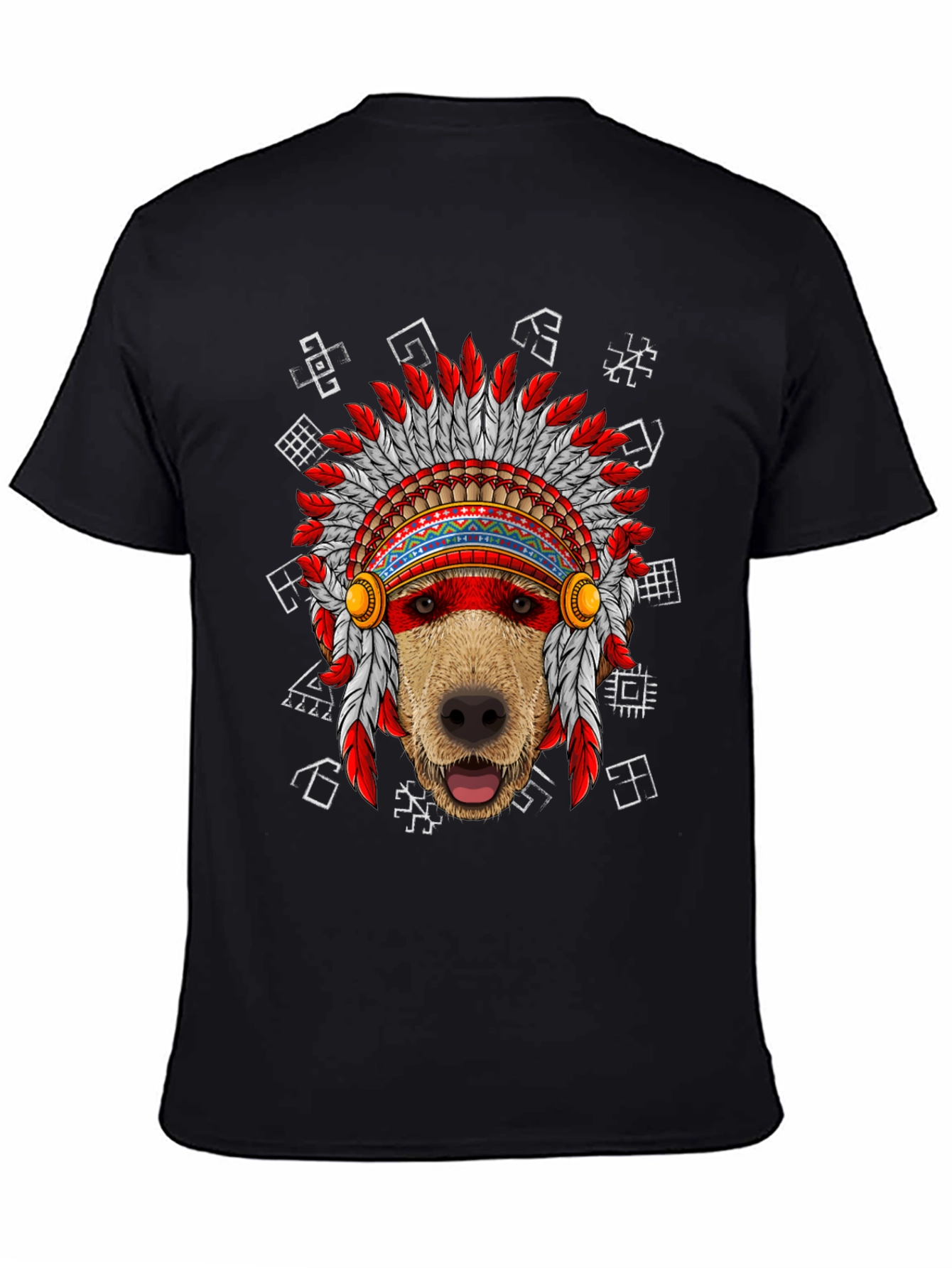 Dog Headdress Graphic Tee - Native American Indian Style
