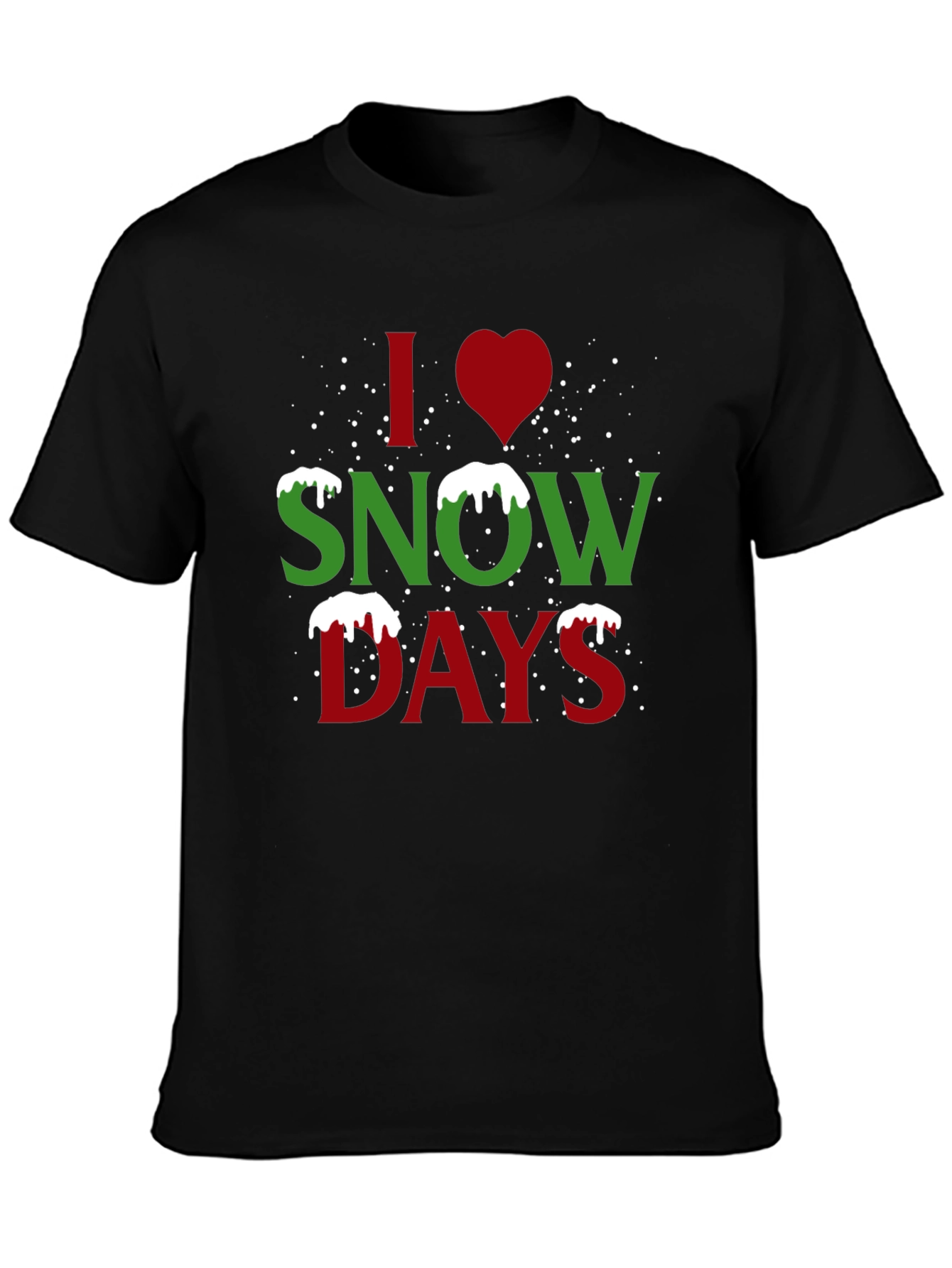 I Heart Snow Days Black T-Shirt
