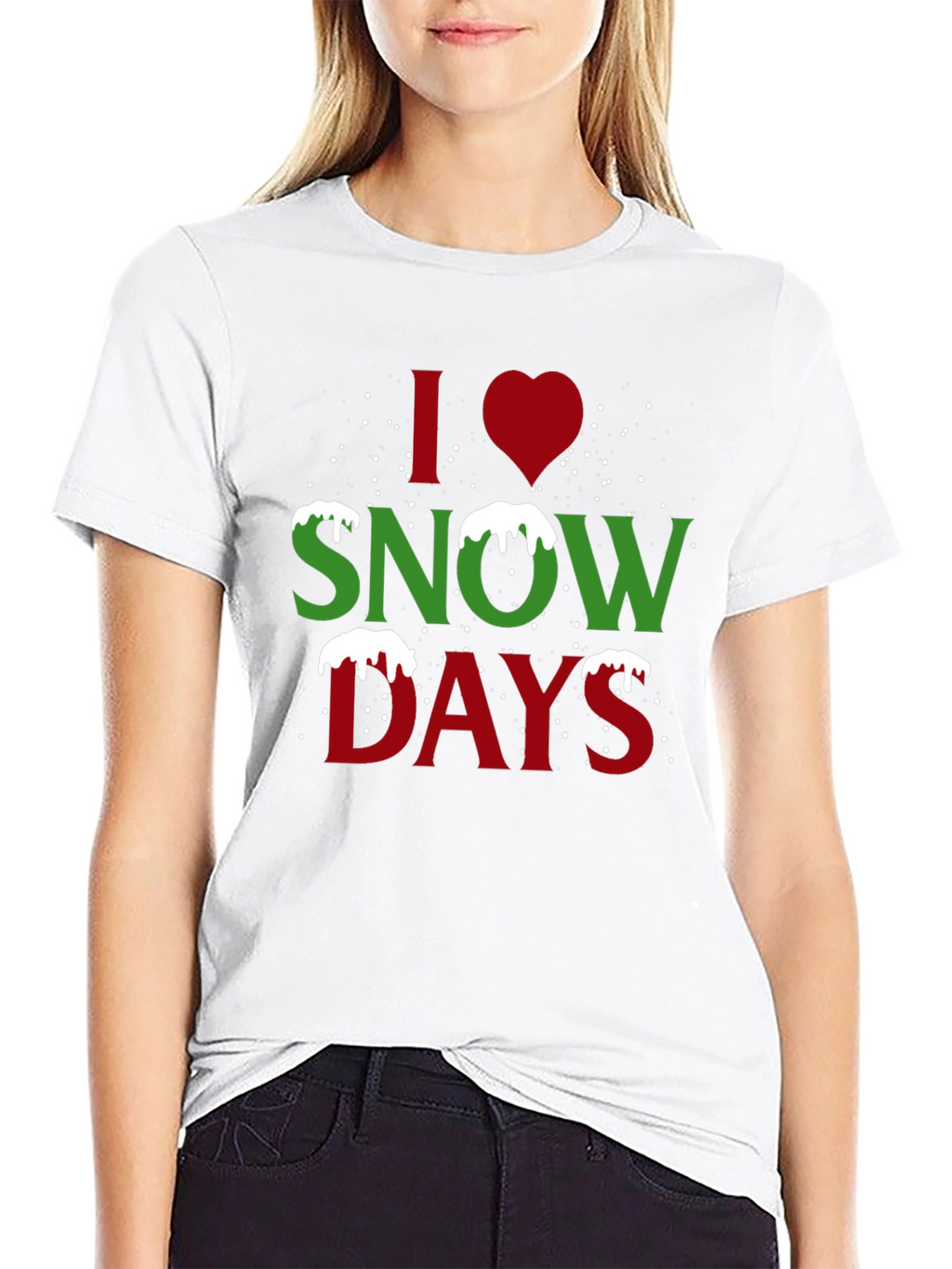I Heart Snow Days Black T-Shirt