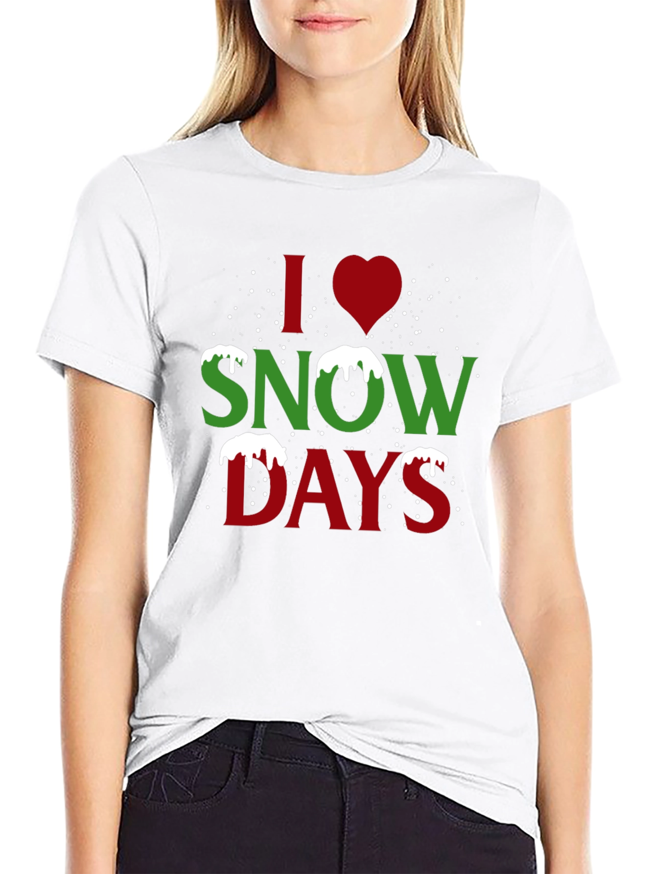 I Heart Snow Days Black T-Shirt