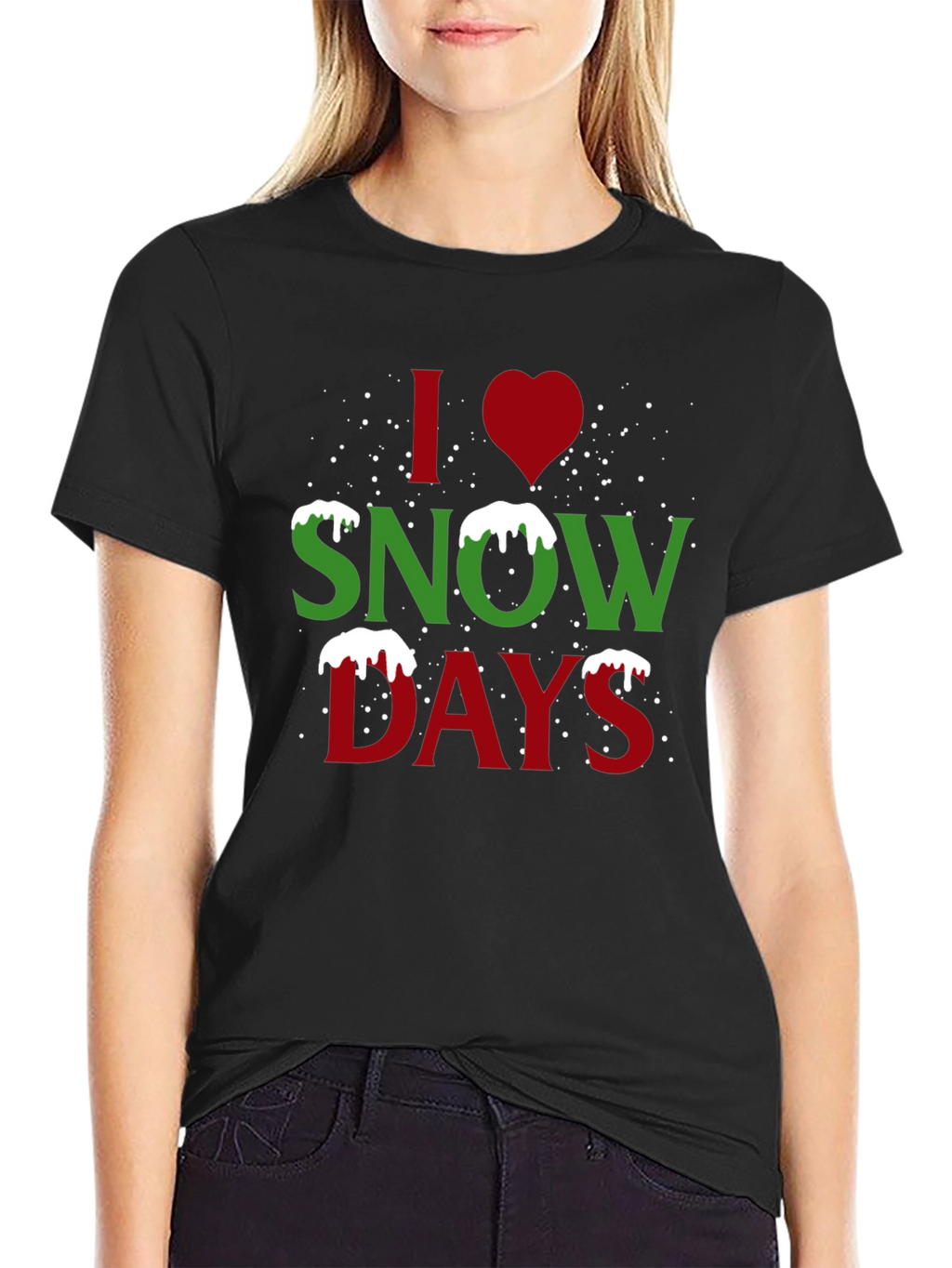 I Heart Snow Days Black T-Shirt
