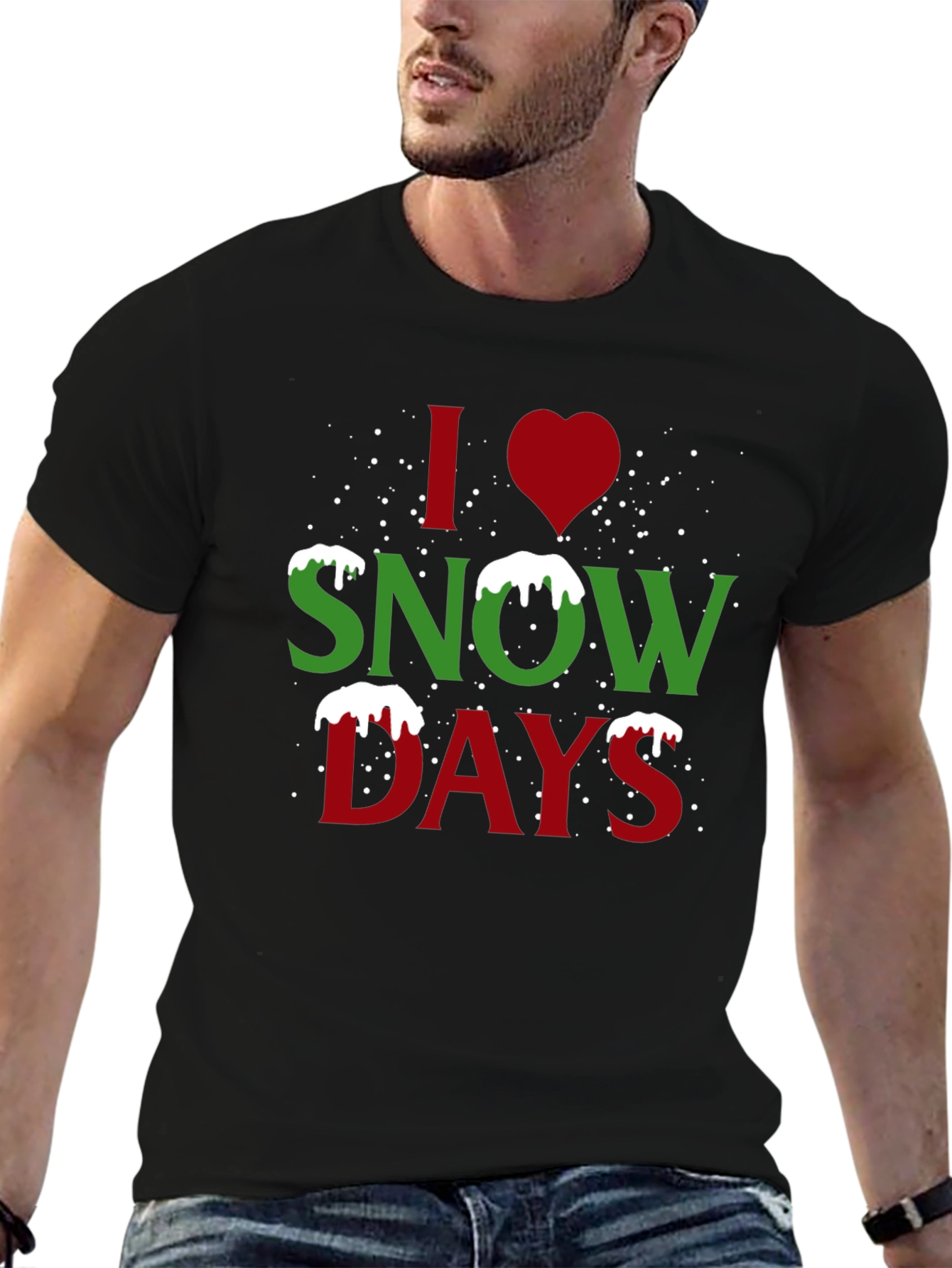 I Heart Snow Days Black T-Shirt