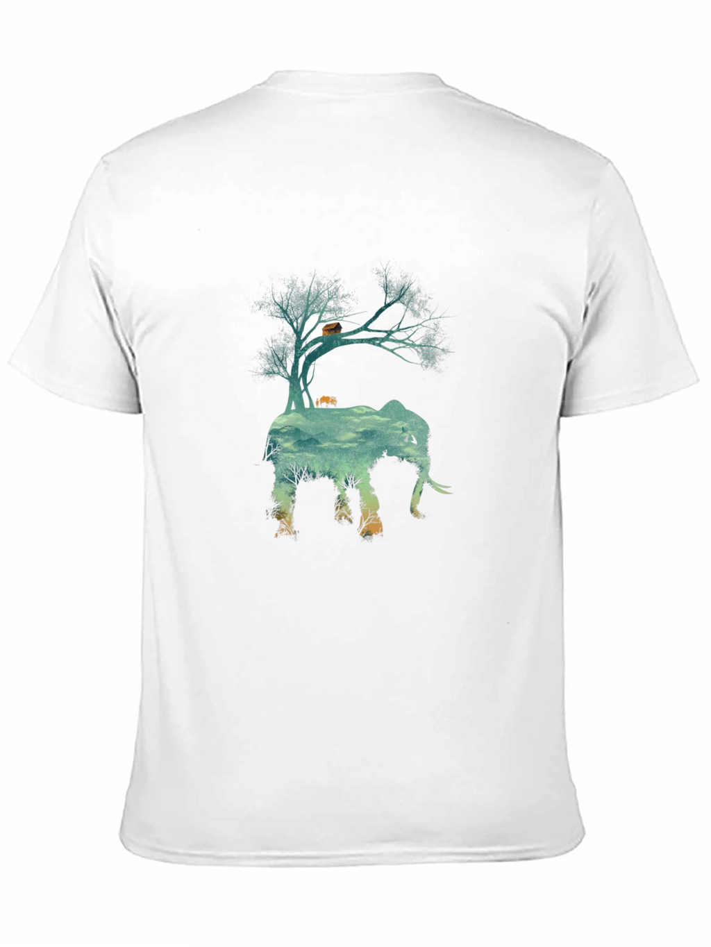 Nature Elephant Graphic Tee - Black Crew Neck T-Shirt