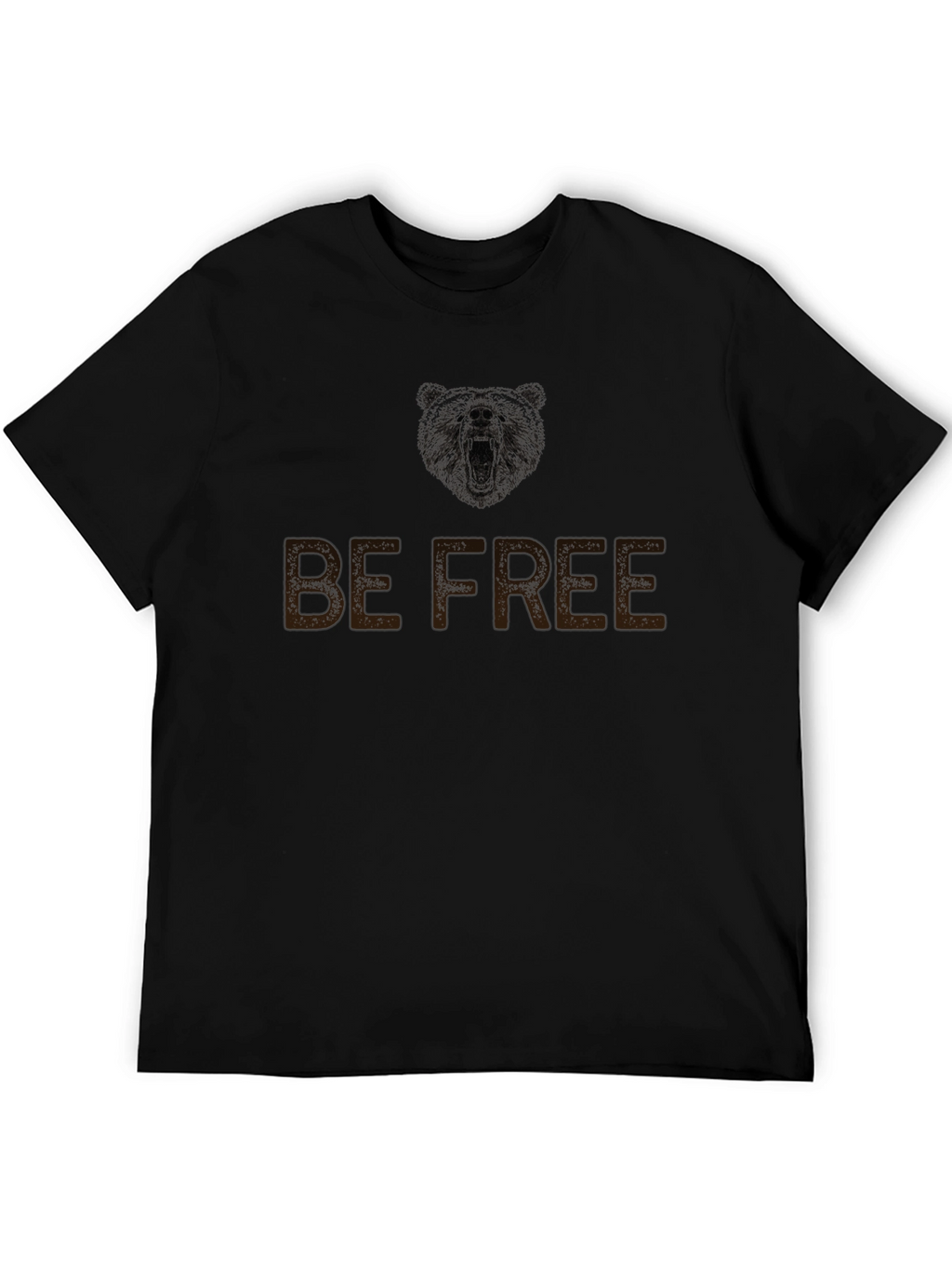 Be Free Bear Graphic Mens Black T-Shirt