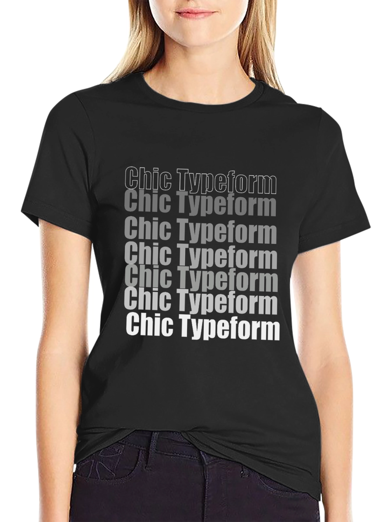 Chic Typeform Graphic T-Shirt Black Casual
