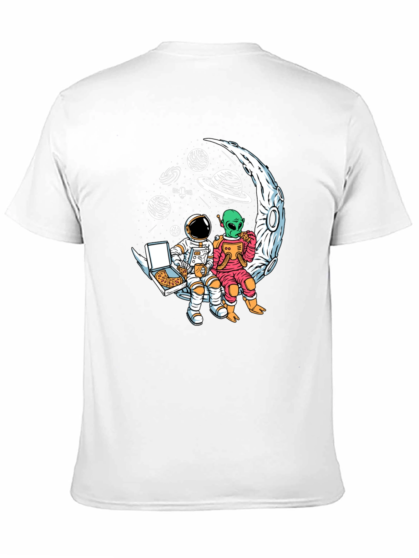 Astronaut & Alien Pizza Moon Graphic Tee