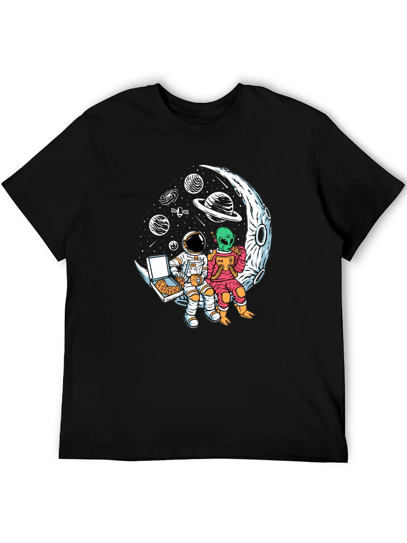 Astronaut & Alien Pizza Moon Graphic Tee