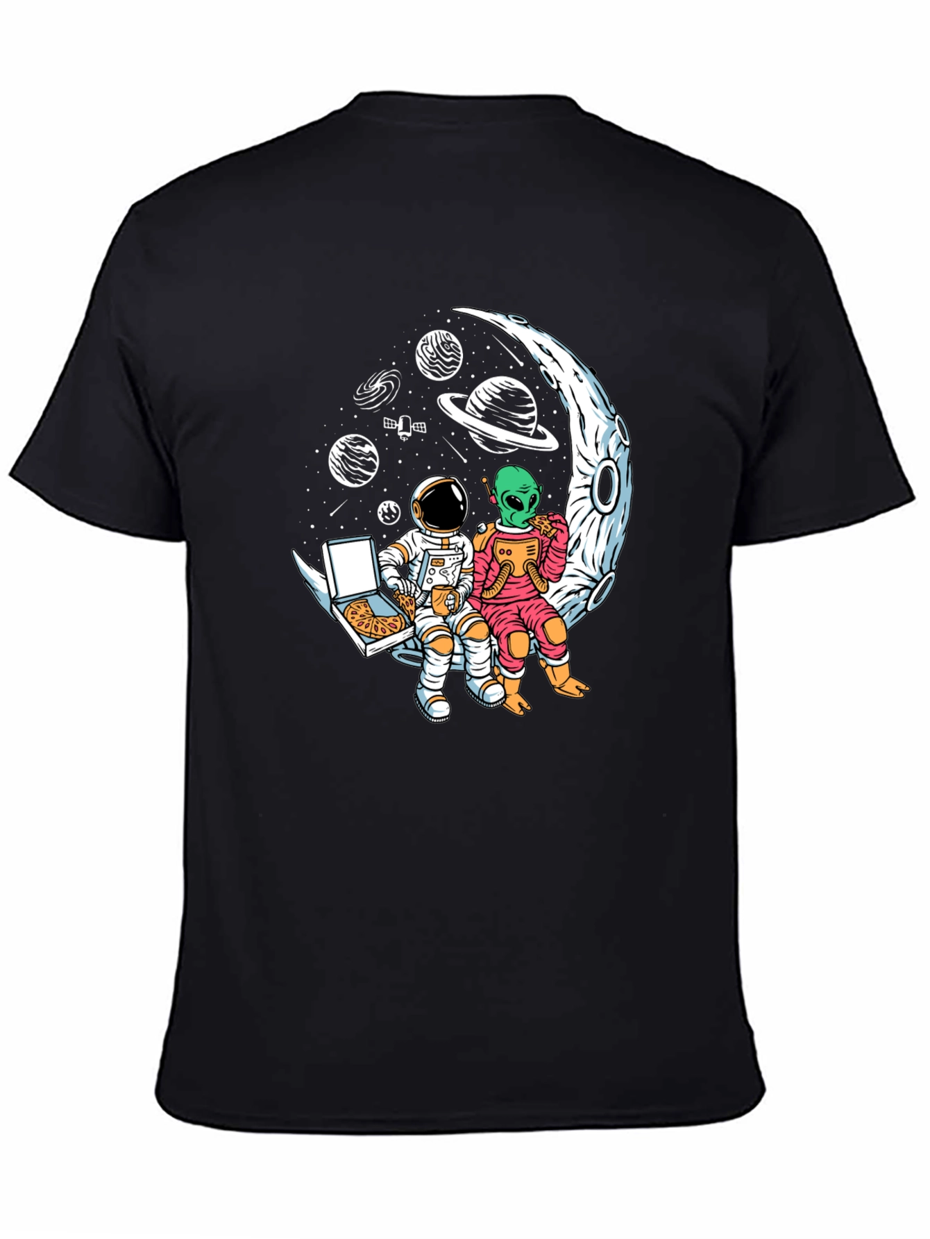 Astronaut & Alien Pizza Moon Graphic Tee
