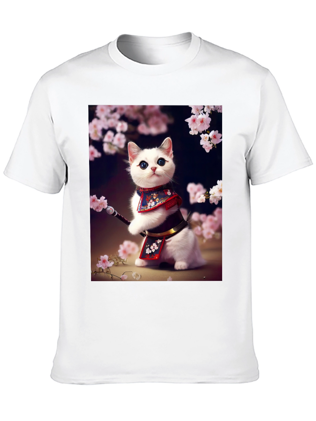 Samurai Cat T-Shirt - Anime Style