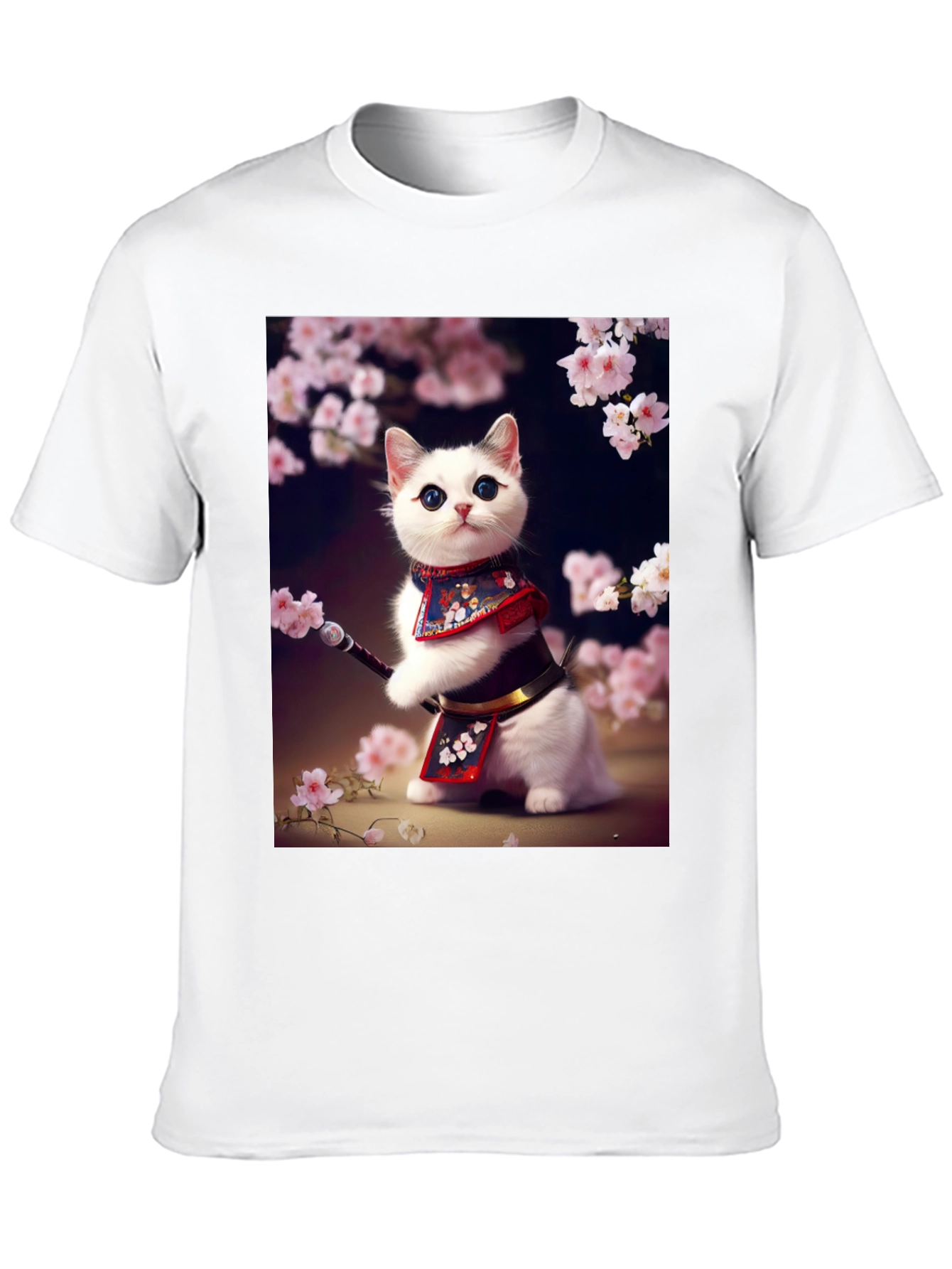 Samurai Cat T-Shirt - Anime Style